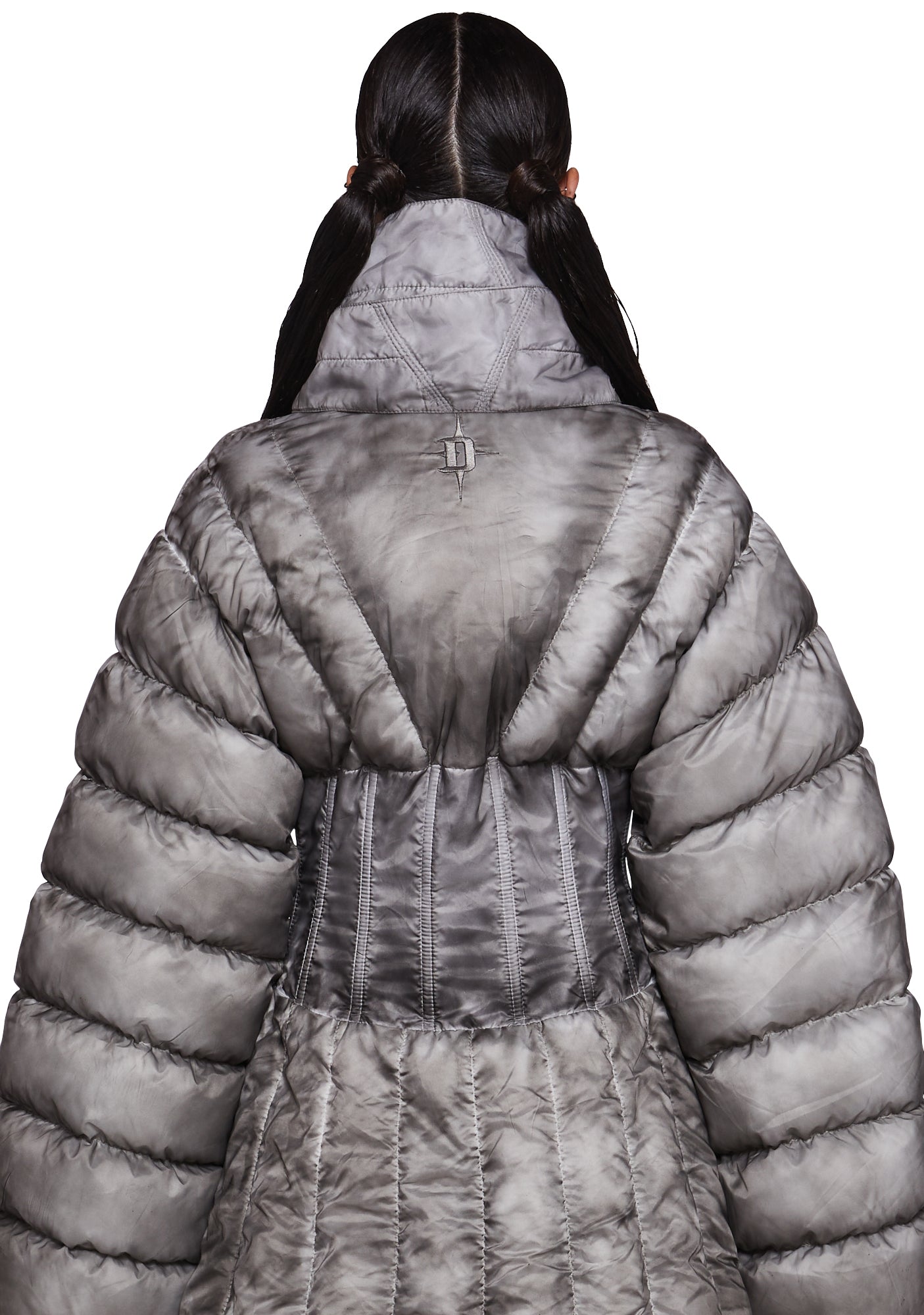 Darker Wavs Puffer Jacket With Scarf - Gray – Dolls Kill