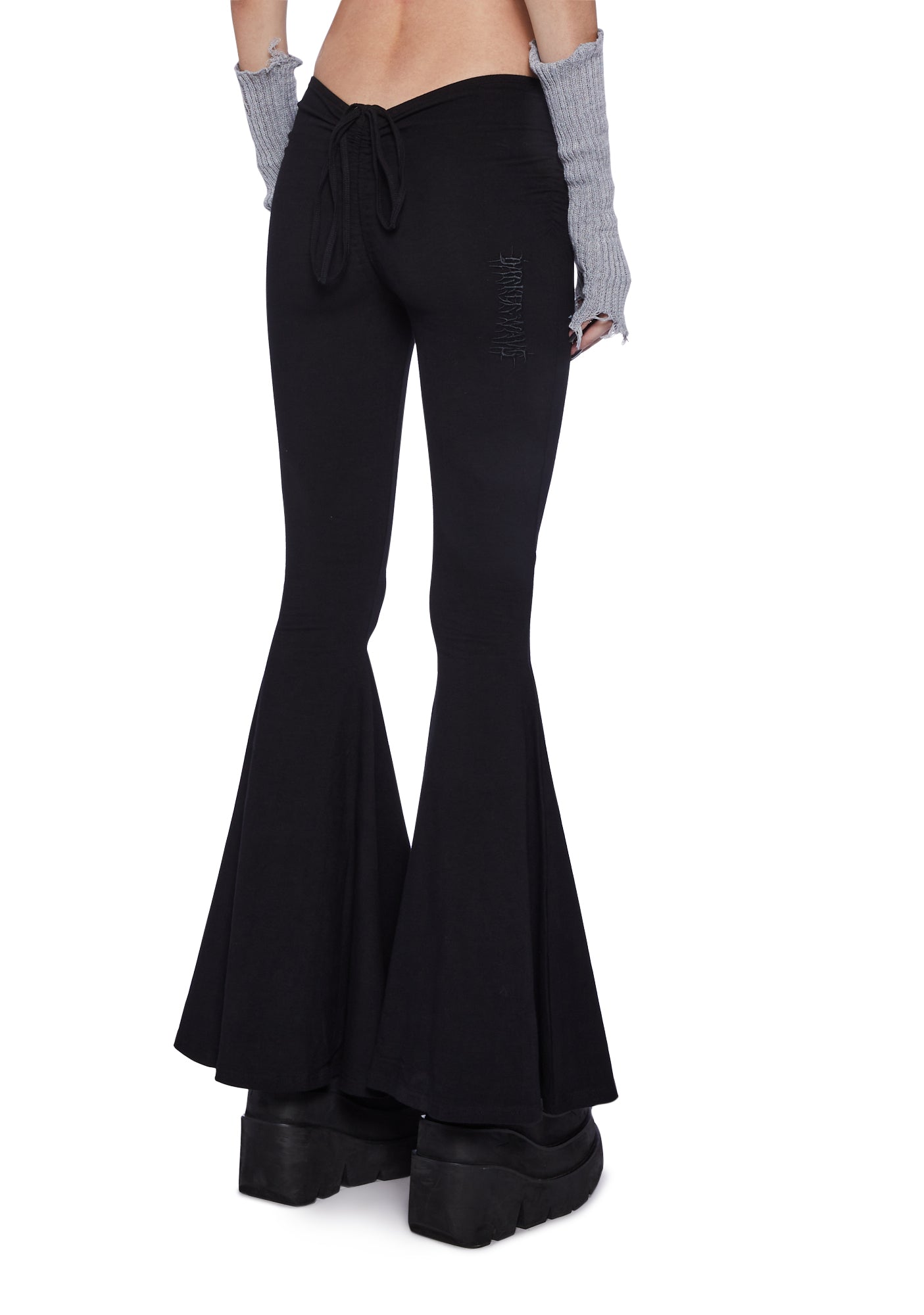 Darker Wavs V Cut Bell Bottoms - Black – Dolls Kill