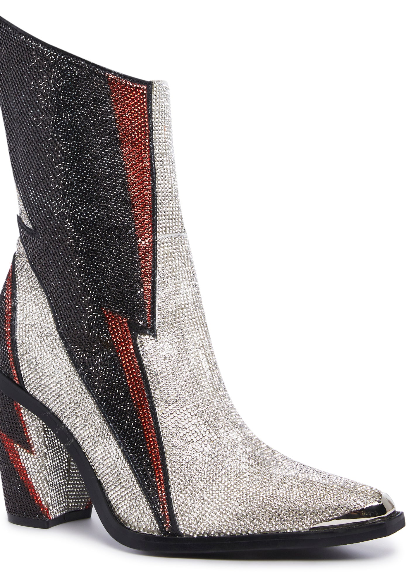 Club Exx Lightning Bolt Rhinestone Cowboy Boots - Red/Black