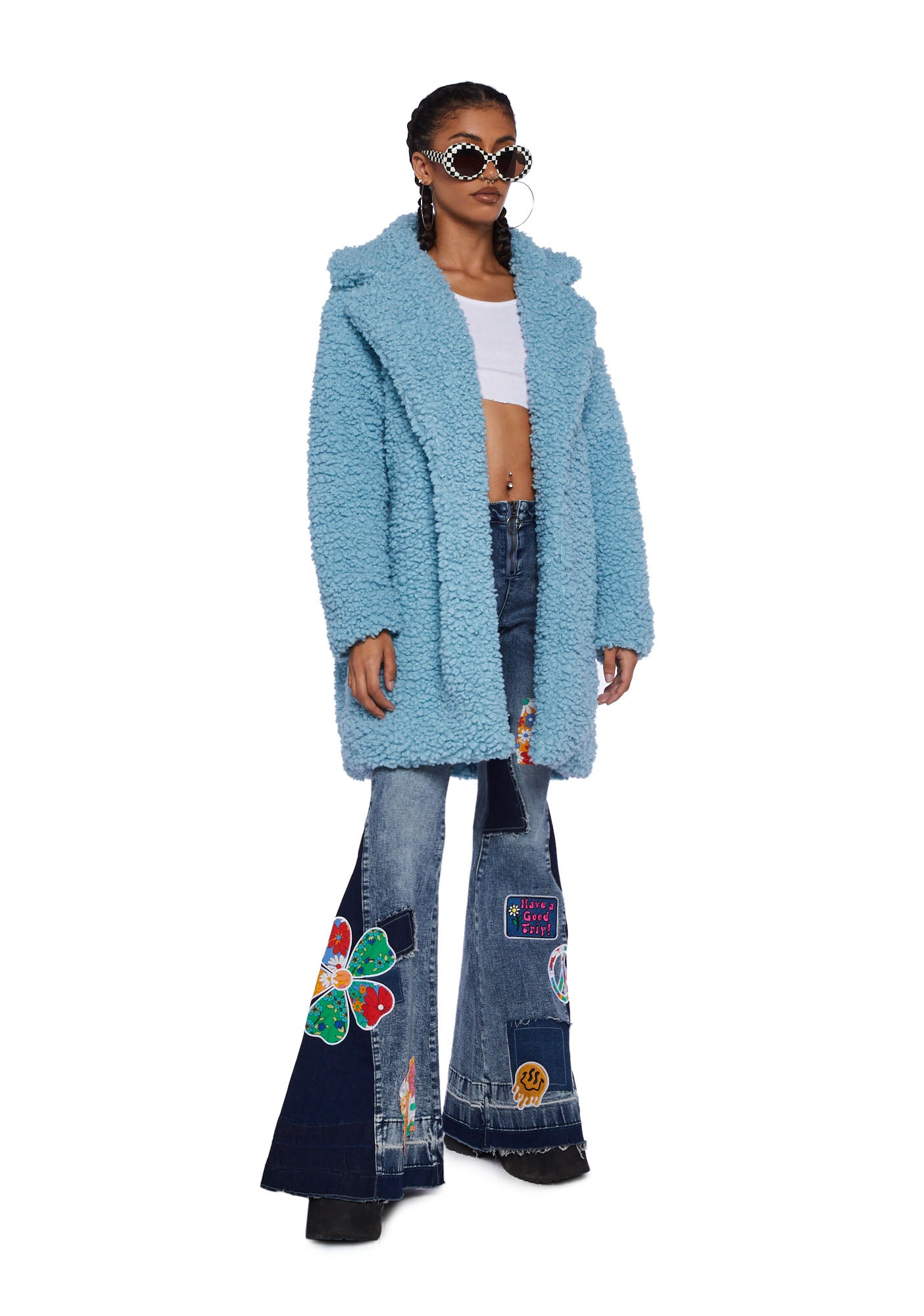 Topshop blue faux fur coat on sale