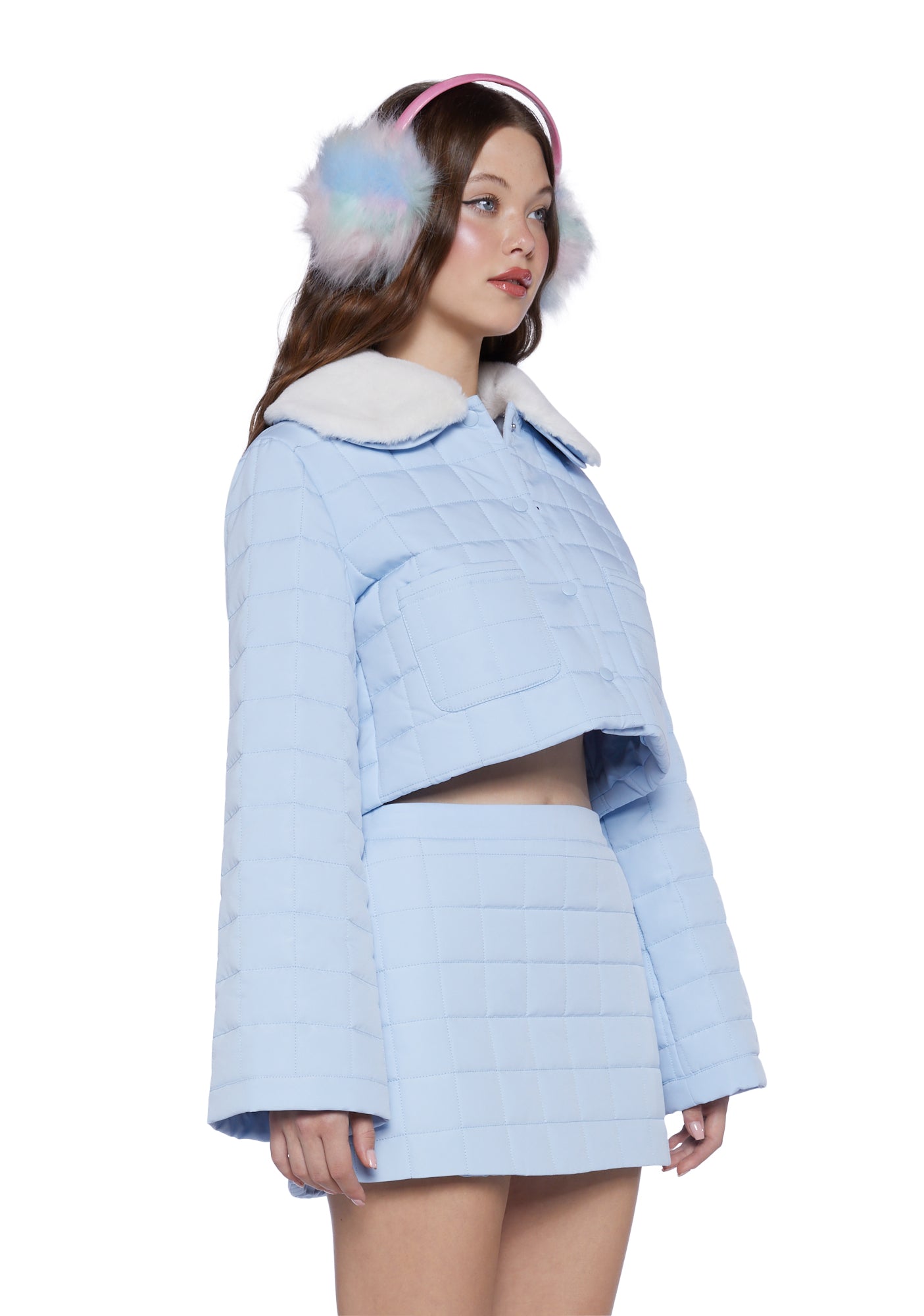 Sugar Thrillz Quilted Cropped Jacket- Blue – Dolls Kill