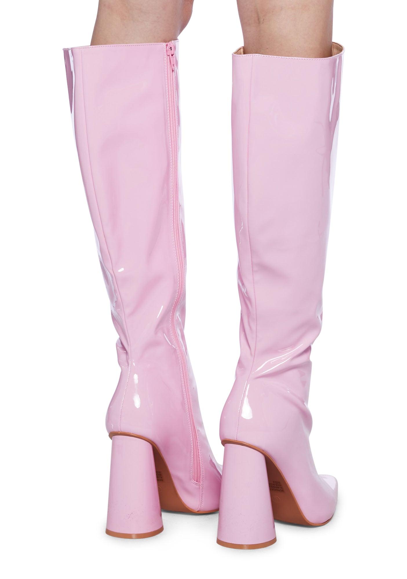 Patent Vinyl Knee High Boots Pink Dolls Kill