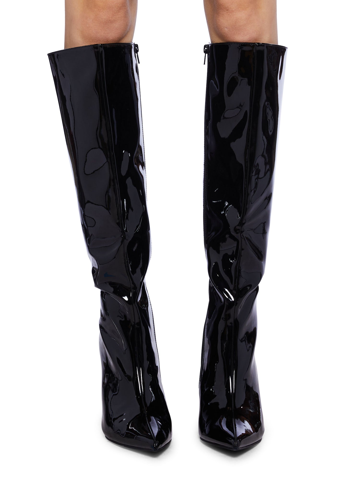 Vinyl knee high boots store