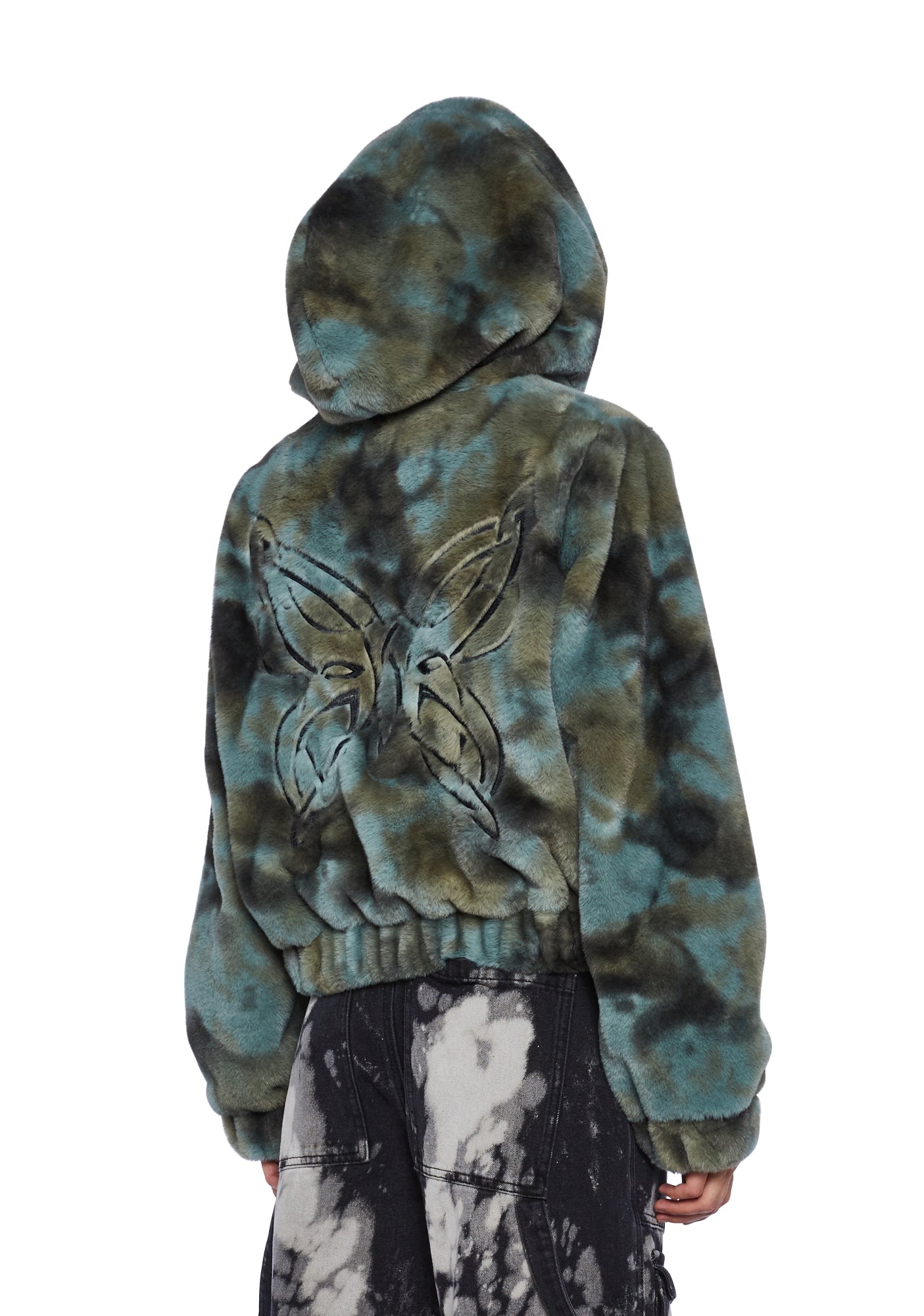 Current Mood Tie Dye Butterfly Hoodie Green – Dolls Kill - Main Image