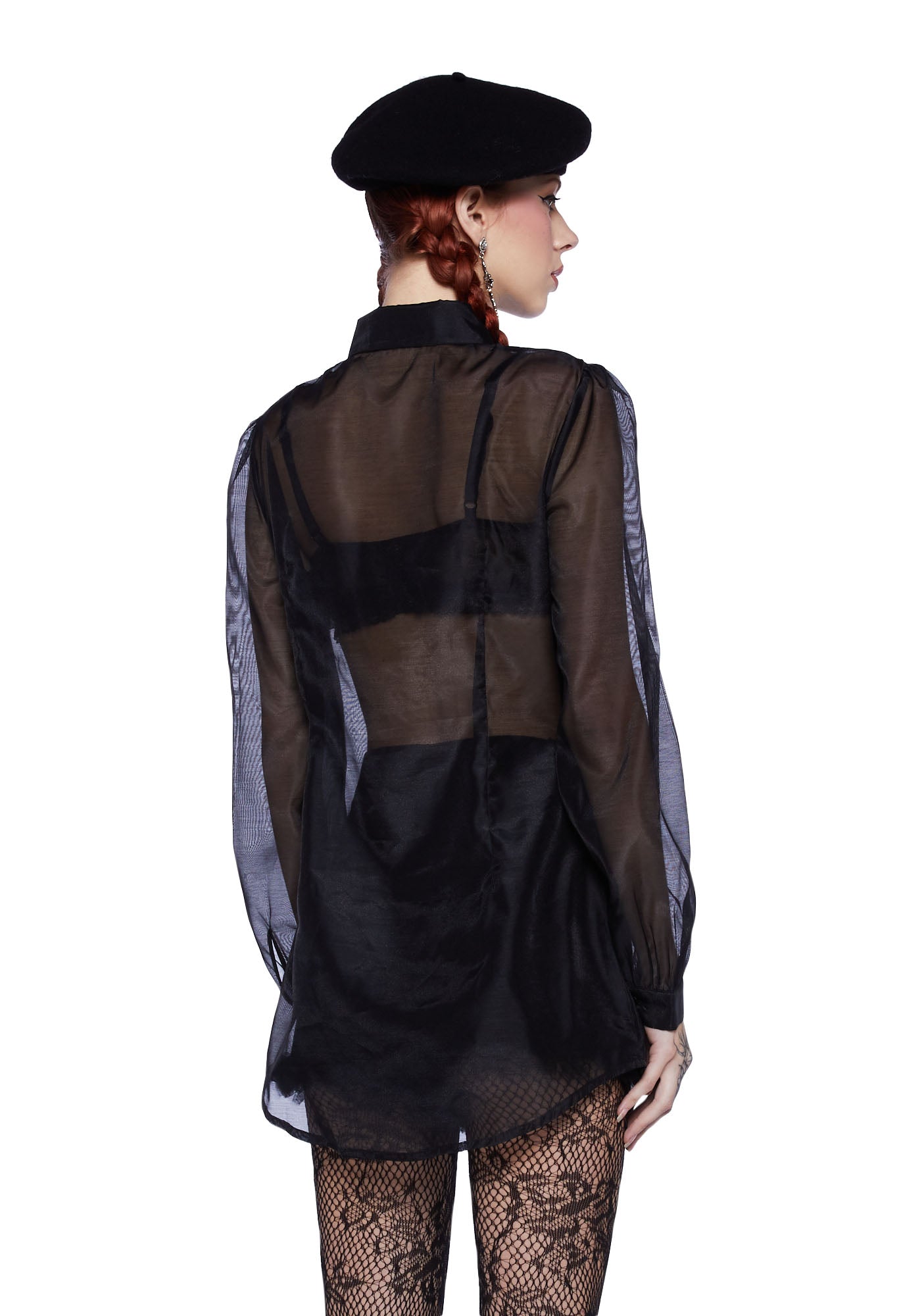 Sugar Thrillz Ruffle Trim Sheer Button Up Shirt - Black – Dolls Kill