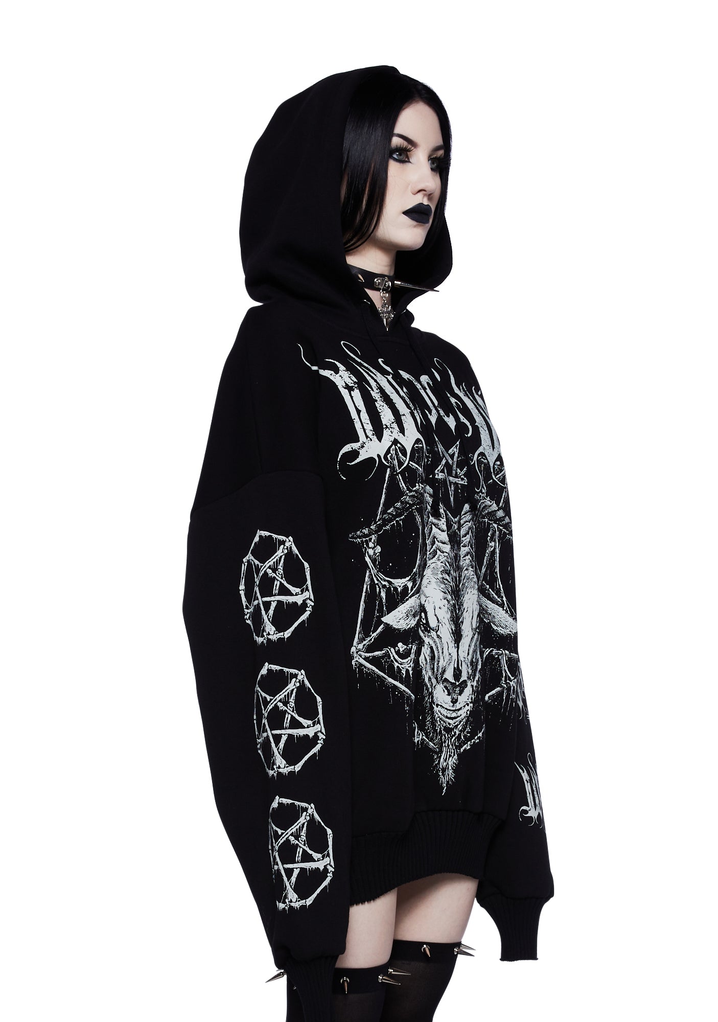 Dolls Kill ブラック オーバーサイズ パーカー スカル