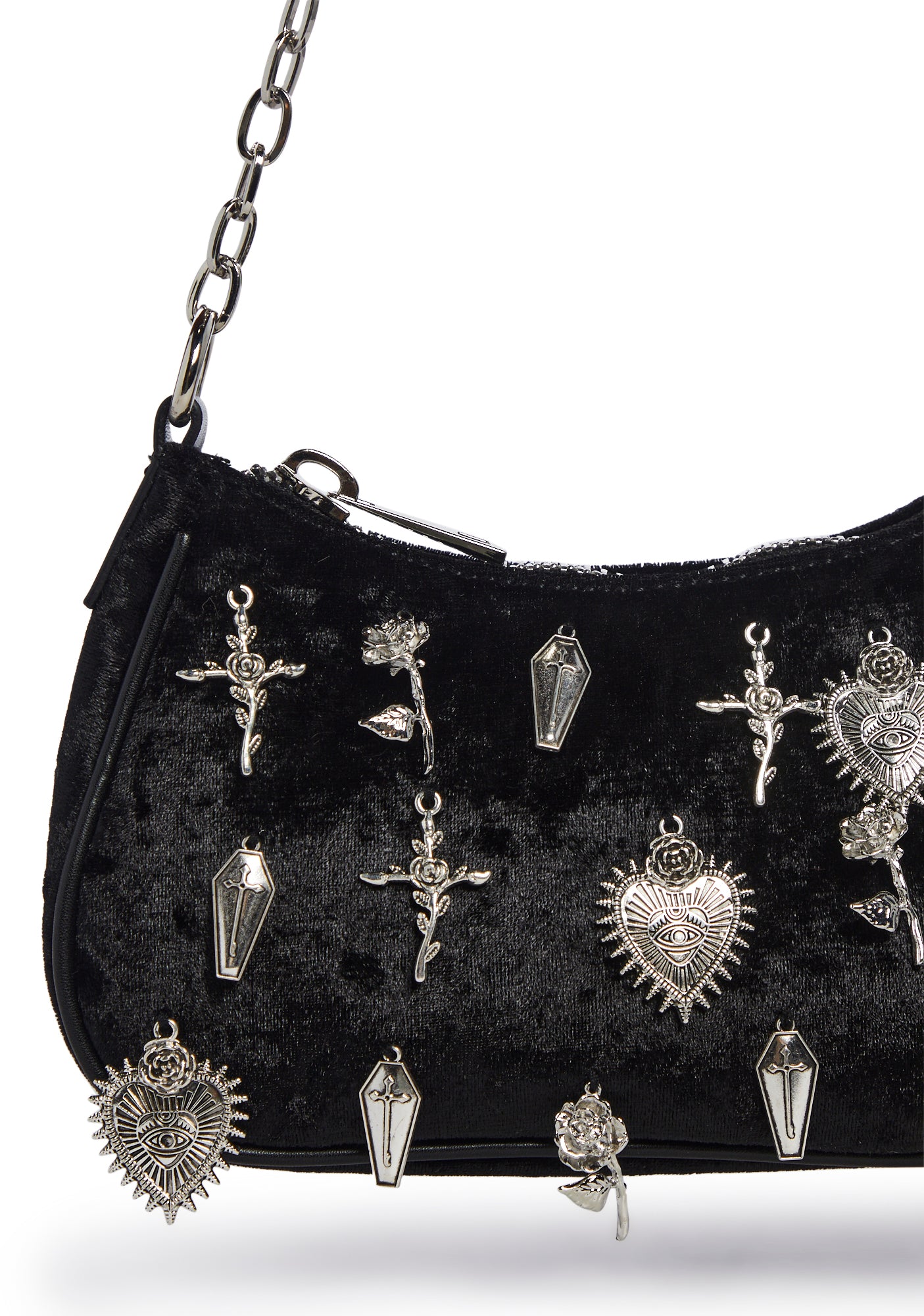 Widow Velvet Handbag With Charms - Black – Dolls Kill