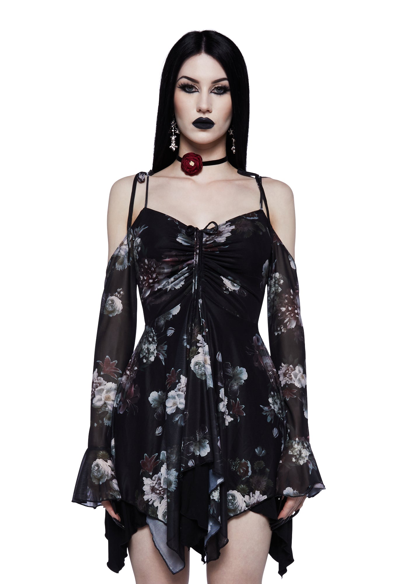 Widow Mesh Flare Mini Dress- Multi – Dolls Kill