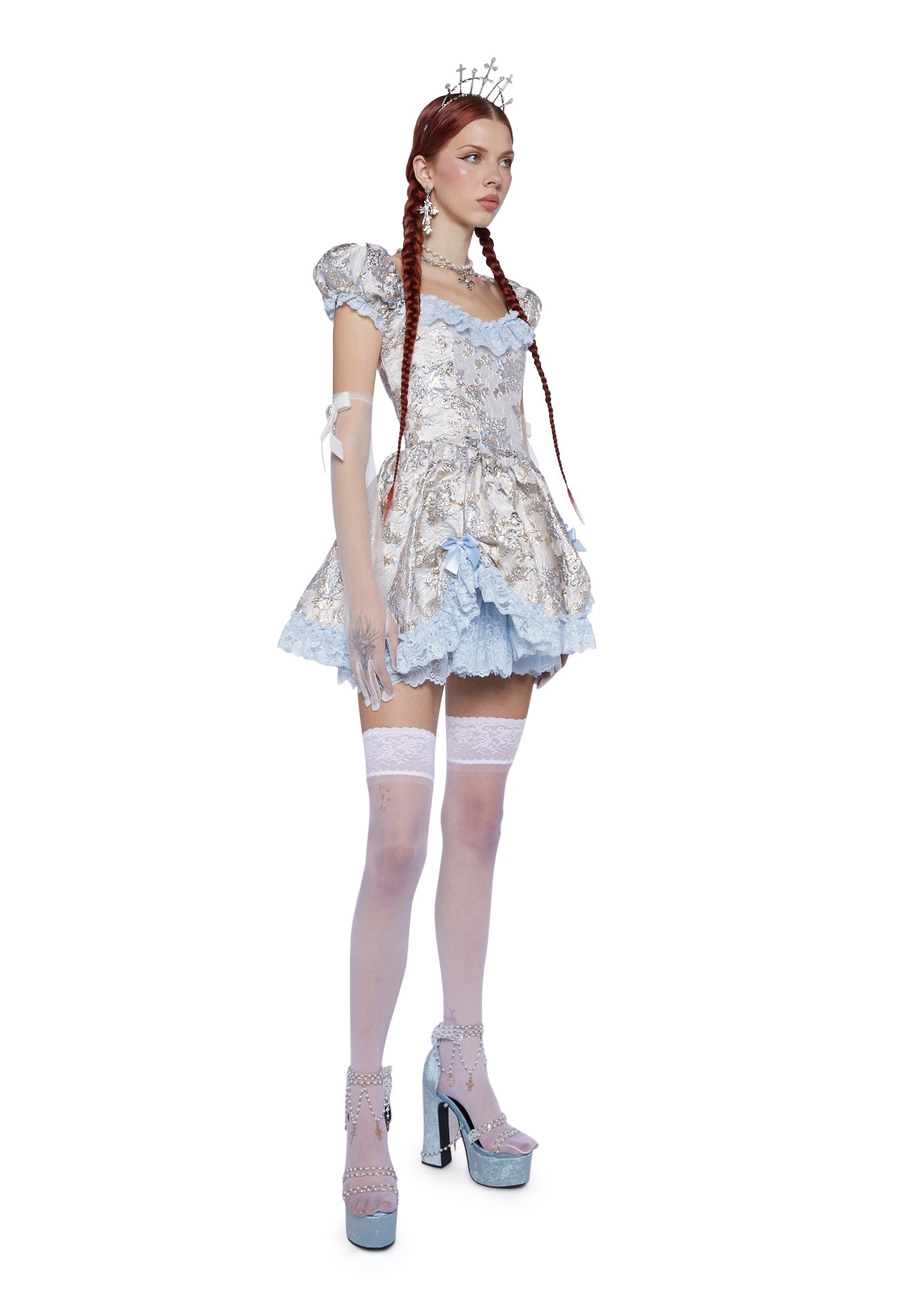 dolls kill tea party dress Sky Twisted Tea Party Lace Dress