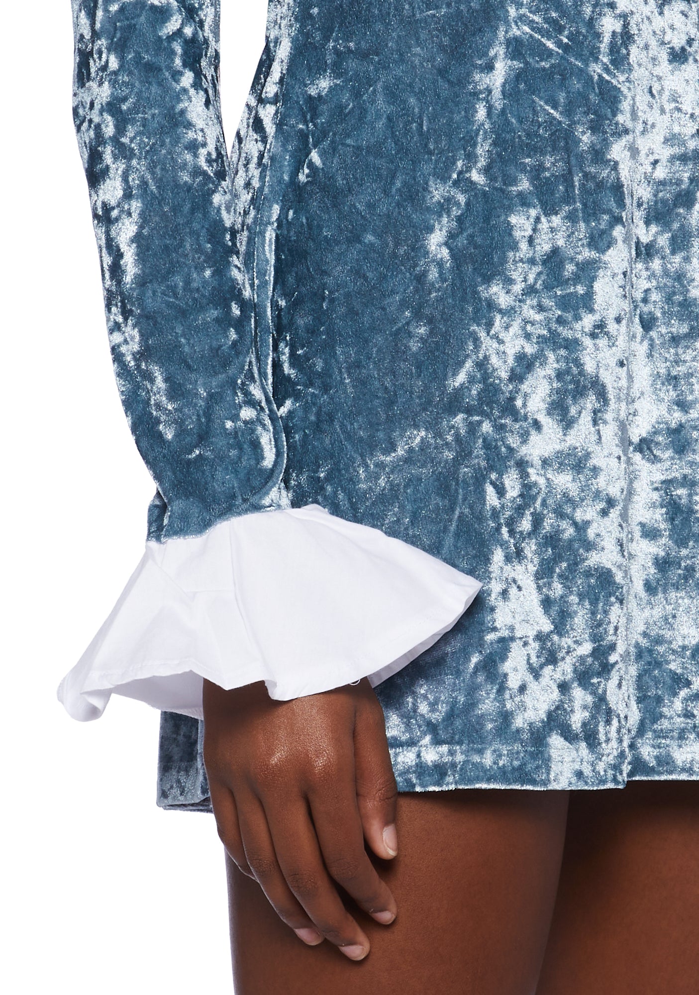 Delia's Velvet A-Line Collared Mini Dress - Blue Dolls Kill Delia's Velvet A-Line Collared Mini Dress - Blue Dolls Kill