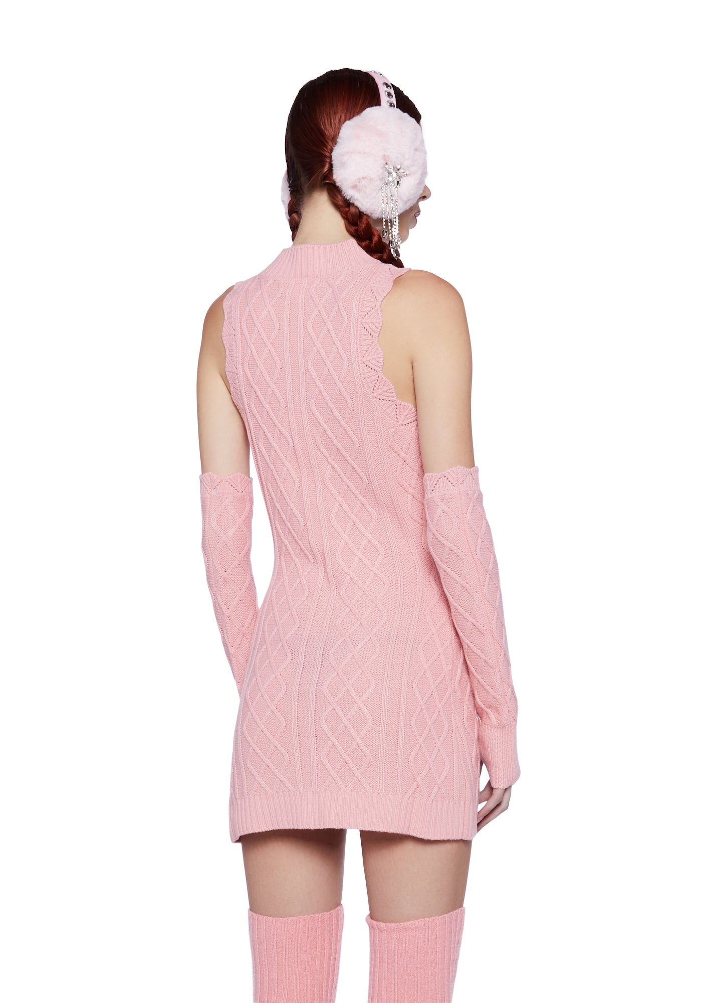 Sugar Thrillz Knit Mini Dress and Gloves Set- Pink – Dolls Kill