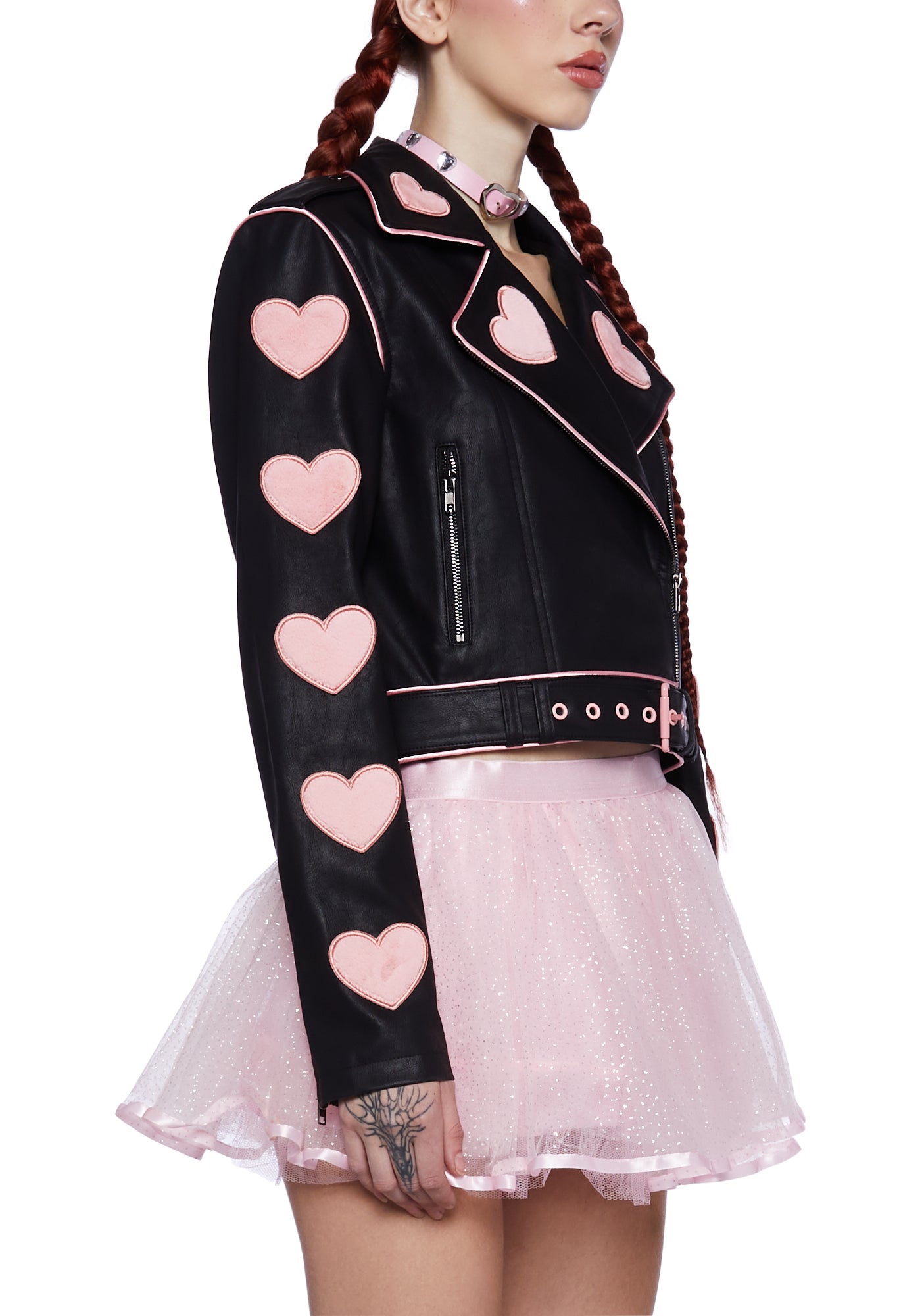 Sugar Thrilz Leather Heart Jacket- Black – Dolls Kill