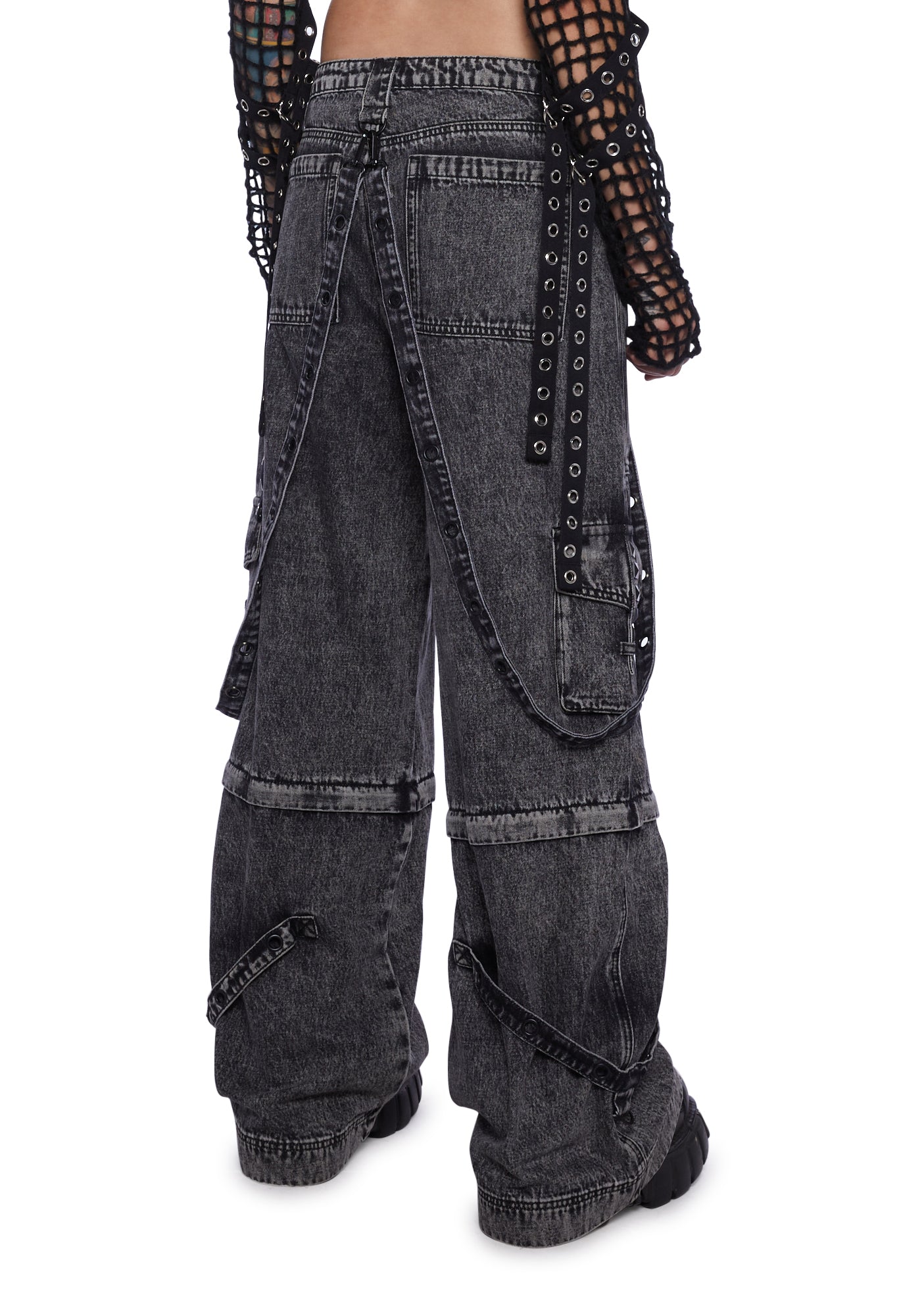 Current Mood Convertible Zip Off Wide Leg Jeans - Gray