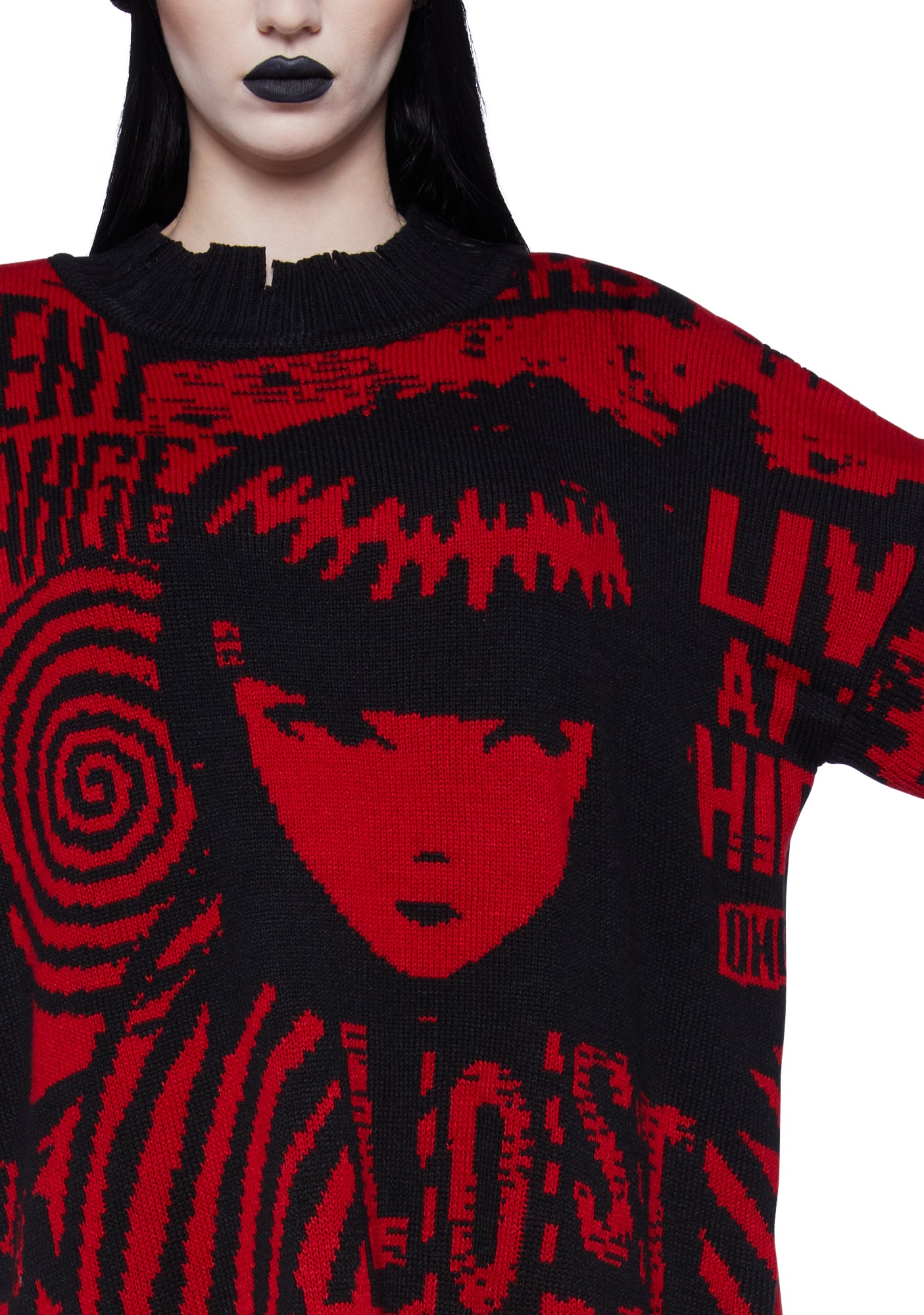 祝開店！大放出セール開催中 Dolls Kill x Emily The Strange Intarsia Trippy Oversized トップス