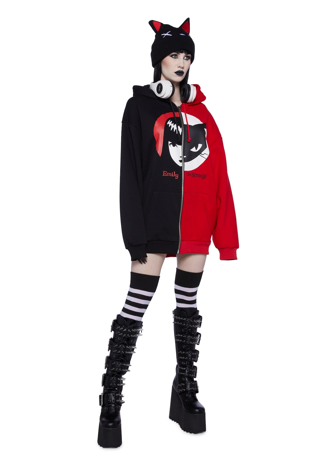 Emily the strange hoodie cat ears best sale