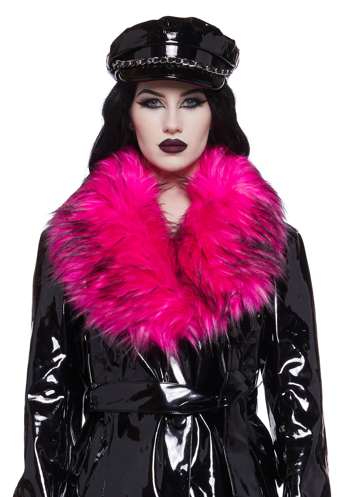 ジャケット・アウター Murder license mods coat fur coat emo s1856916_f_r_widow_black_vinyl