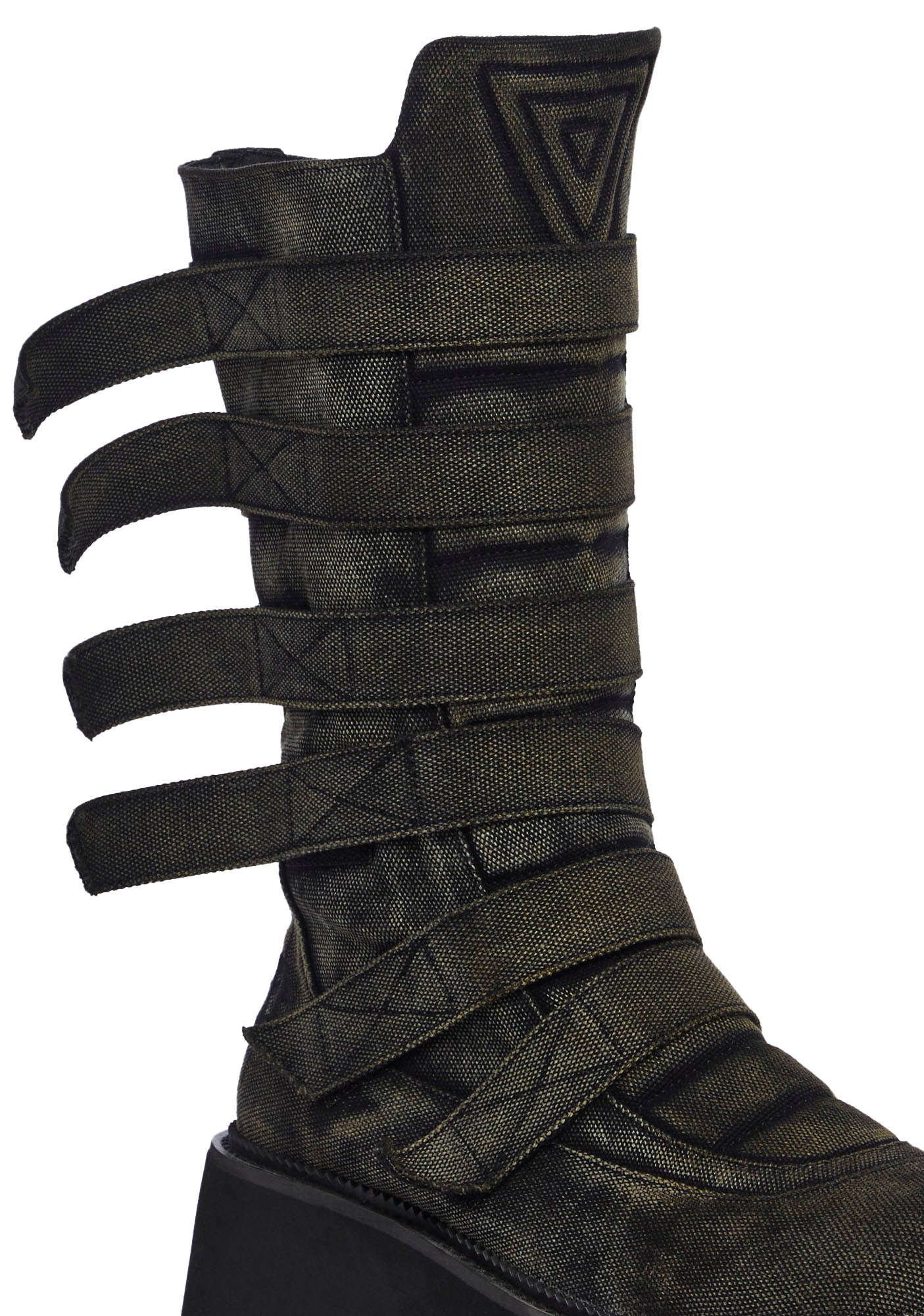 Darker Wavs Washed Charcoal Platform Velcro Zip Boots - Gray