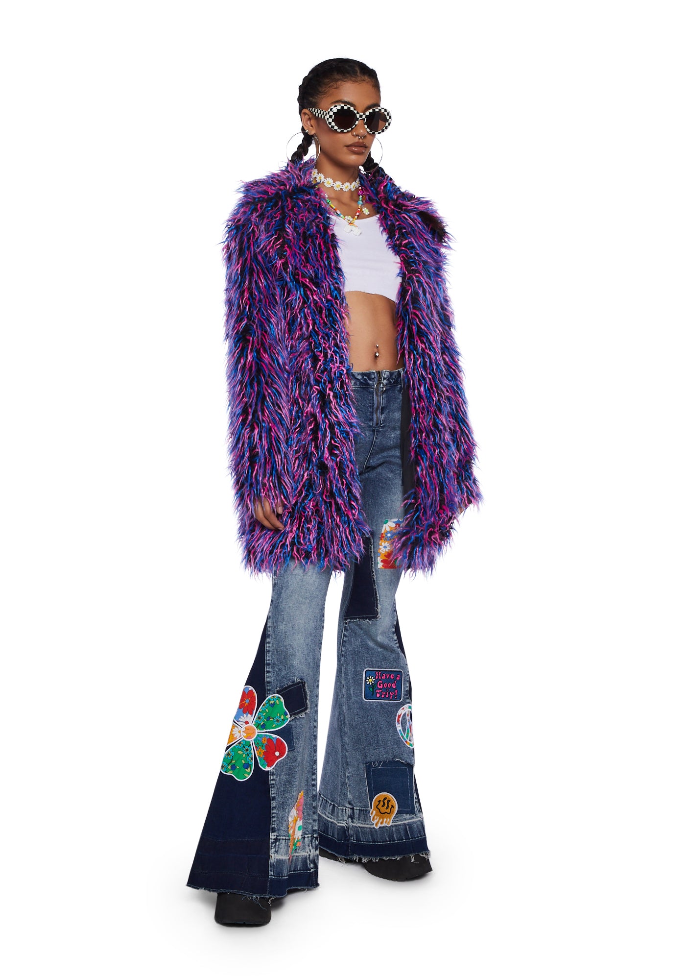 Current Mood Faux Fur Jacket- Multi – Dolls Kill