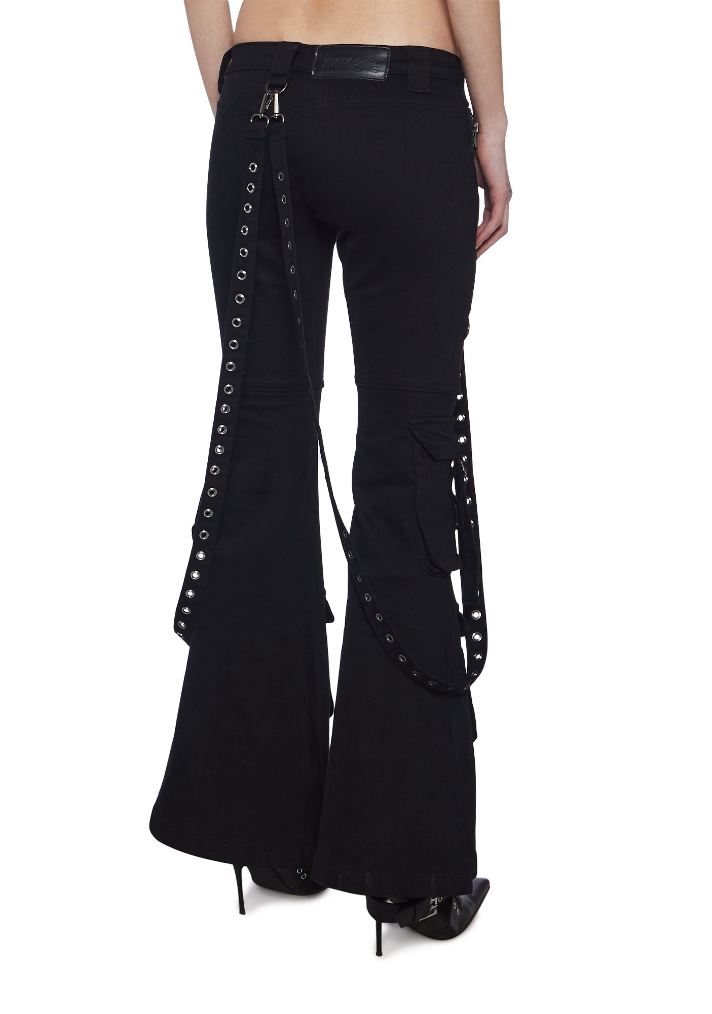 Generation Kiss Low Rise Skinny Flared Cargo Jeans - Black