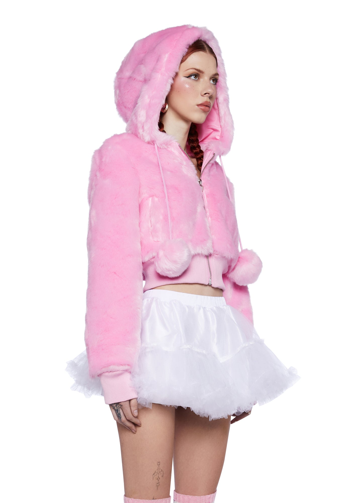 Sugar Thrillz Faux Fur Hoodie Pink Dolls Kill