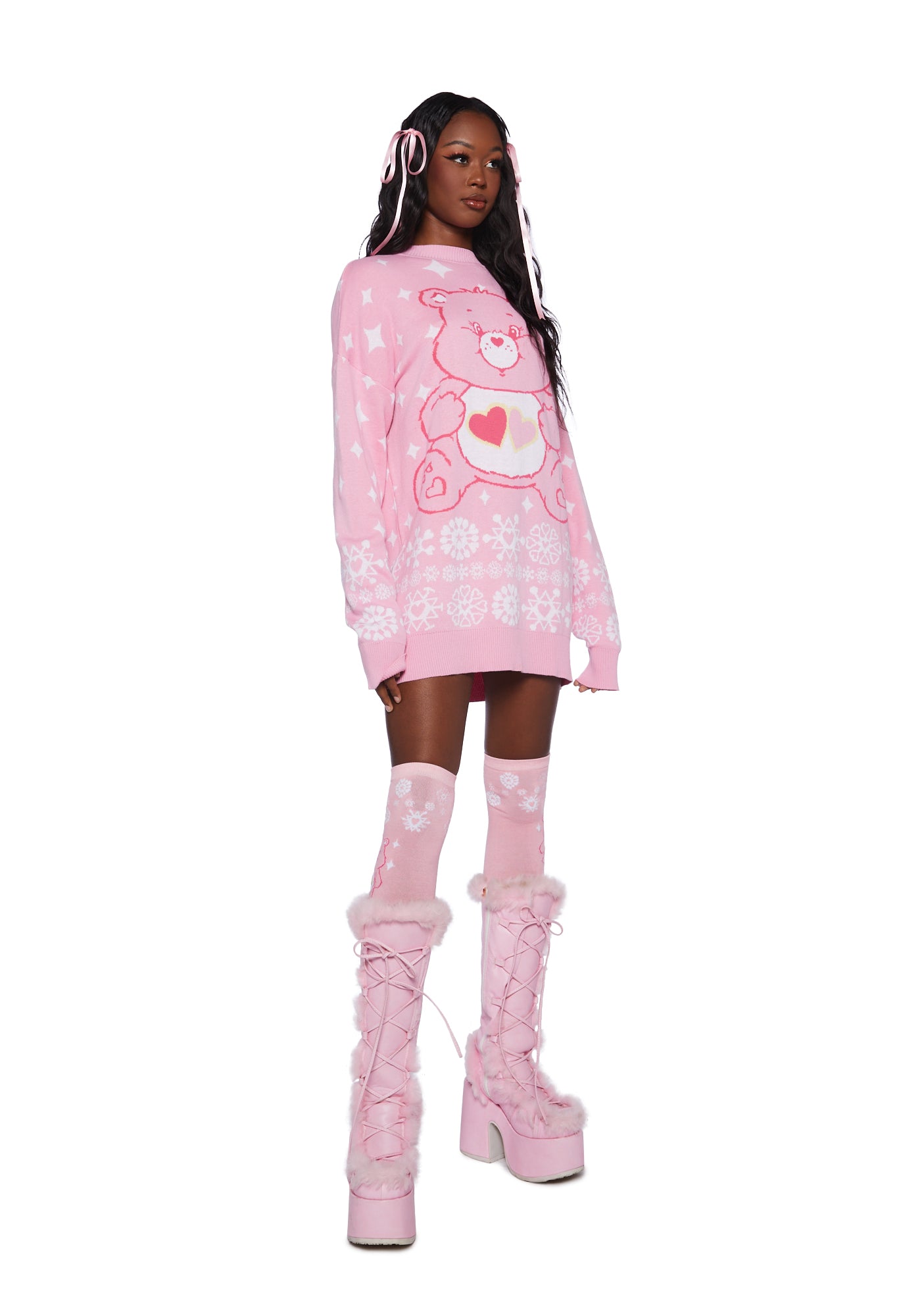 Dolls Kill x Care Bear Oversized Sweater- Pink