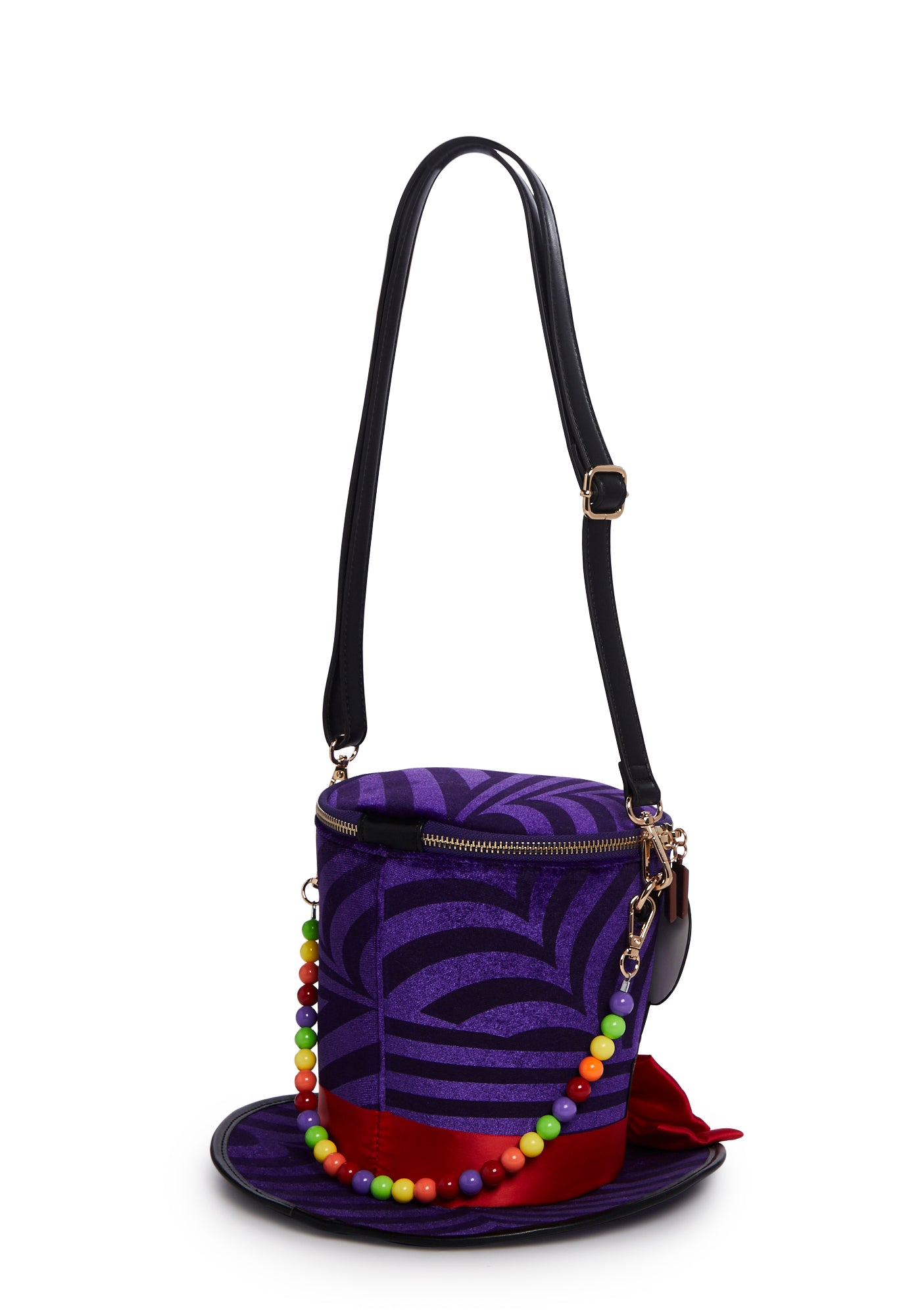 Dolls Kill x Willy Wonka Top Hat Velour Handbag - Purple