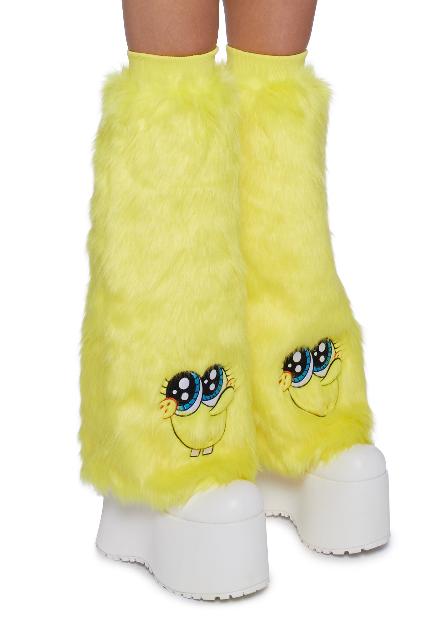 Dolls Kill x SpongeBob Faux Fur Leg Warmers- Yellow