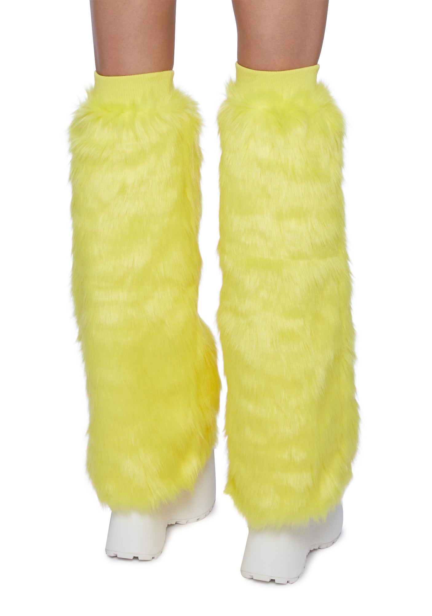 Dolls Kill x SpongeBob Faux Fur Leg Warmers- Yellow