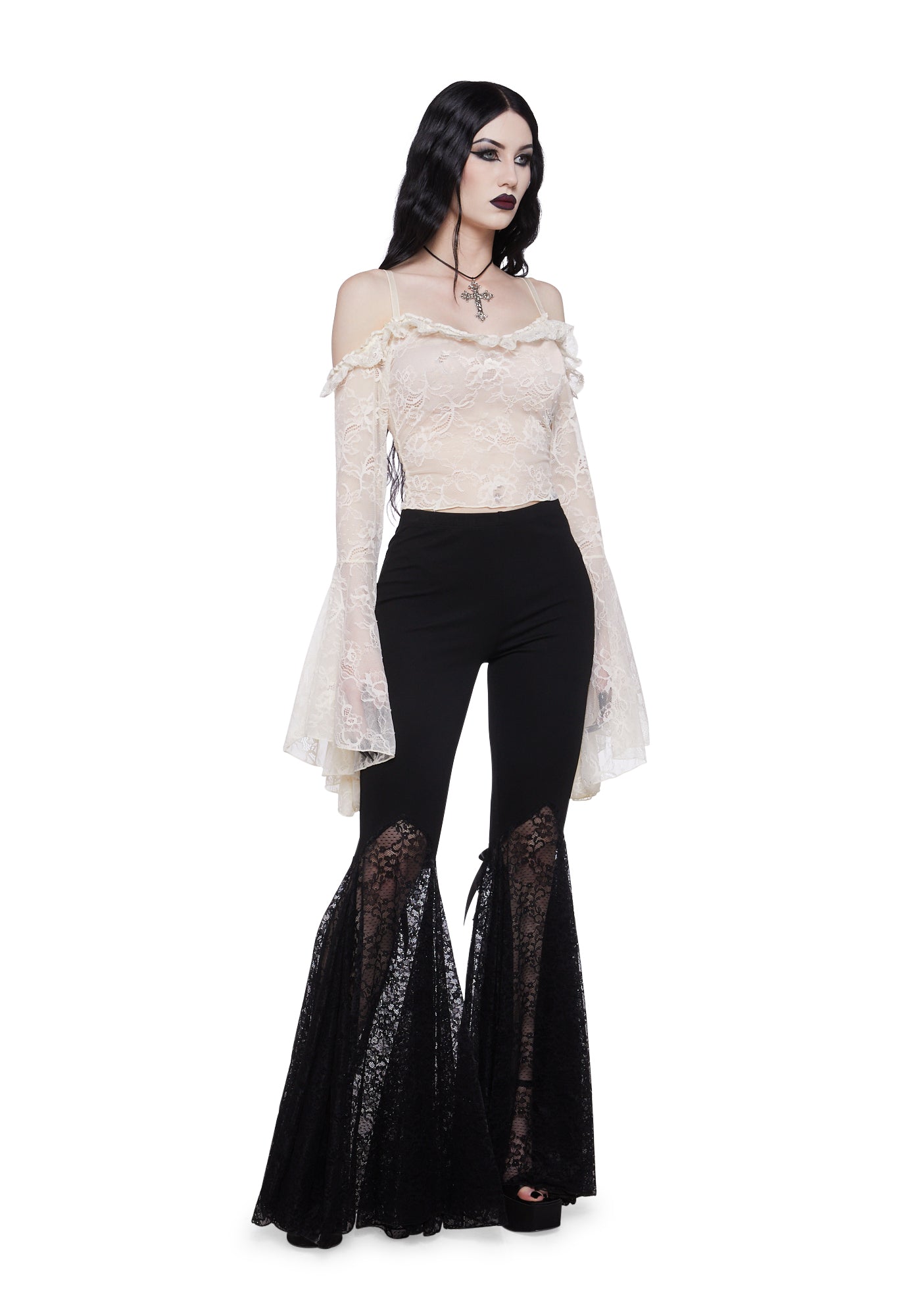 Gothic With Grace Mesh Top - Off White