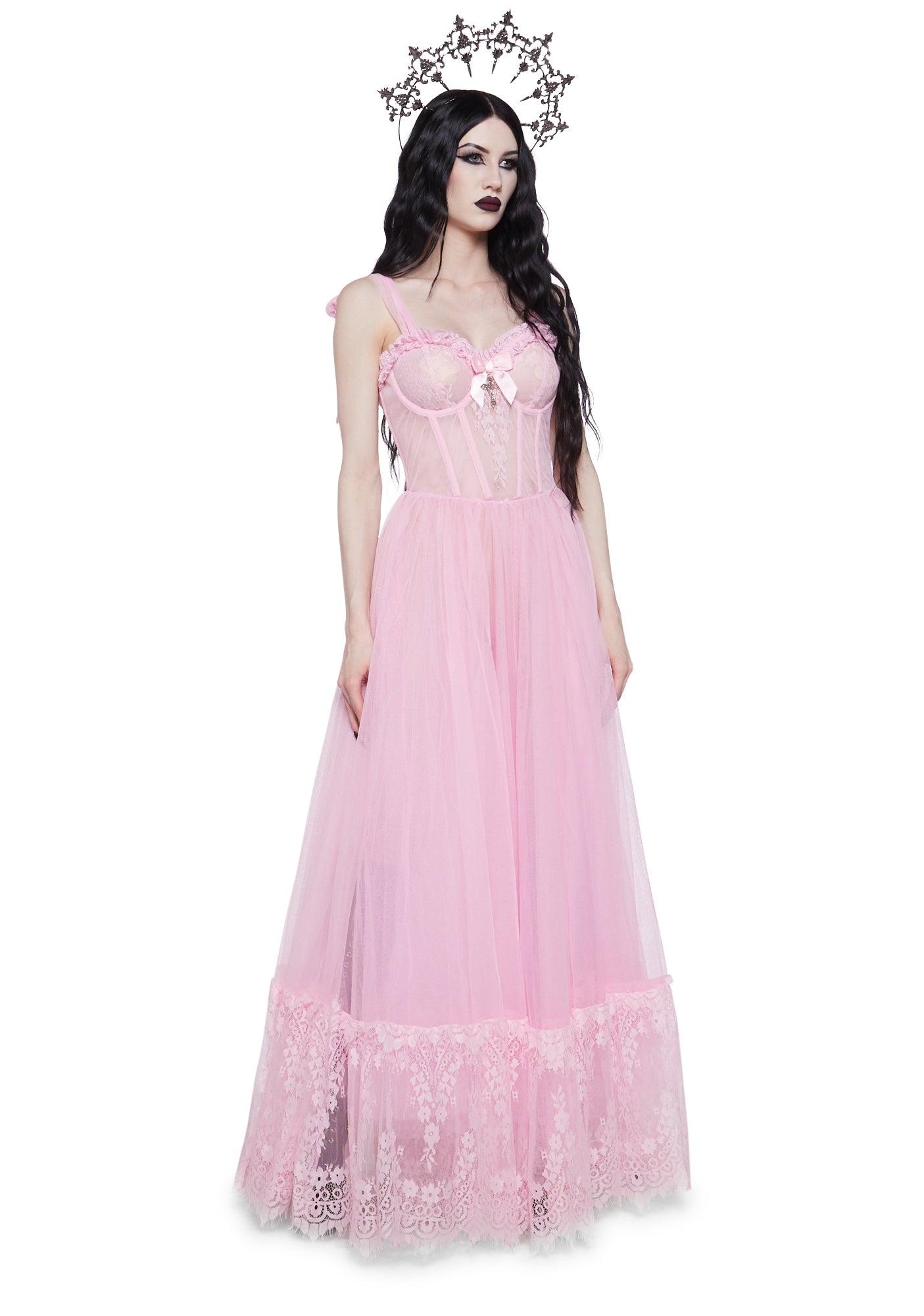 pink gothic dress Gothic Elegant Fae Princess Black Red Pink White Ribbon Dress Sugarplum Store