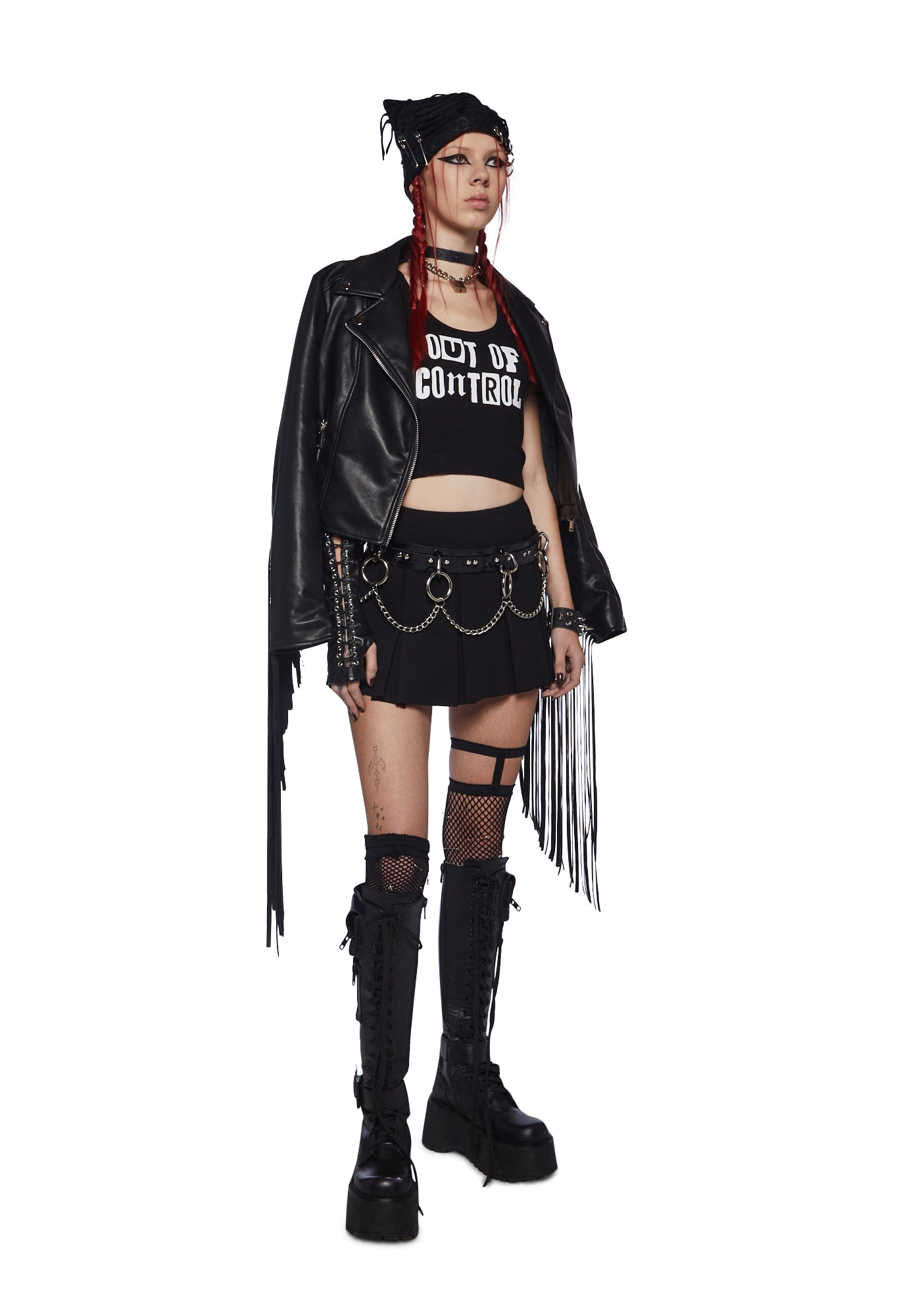 Wicked Scholar Pleated Mini Skirt - Black