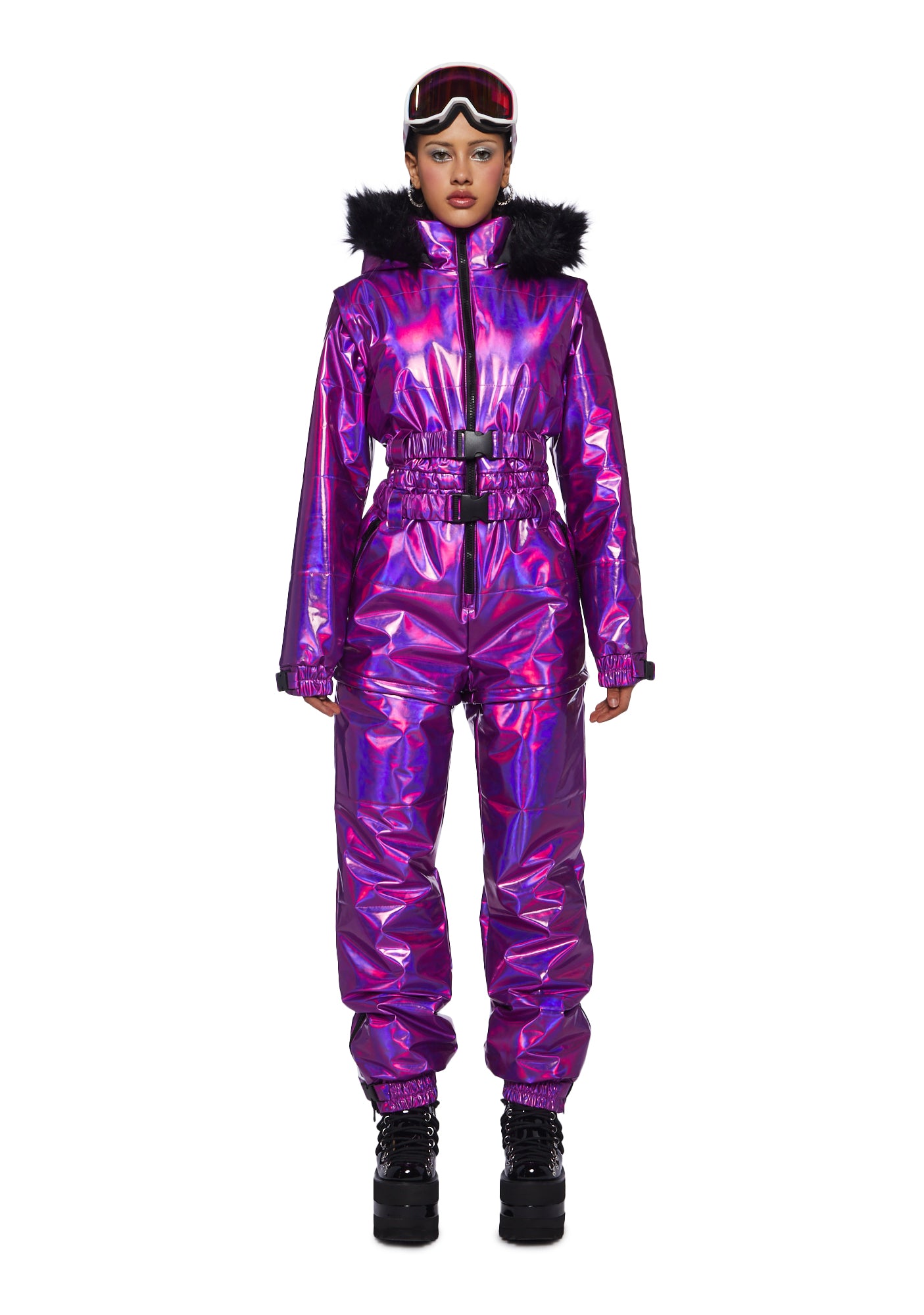 Club Exx Holographic Metallic Snowsuit Skiing Snowboarding - Purple ...