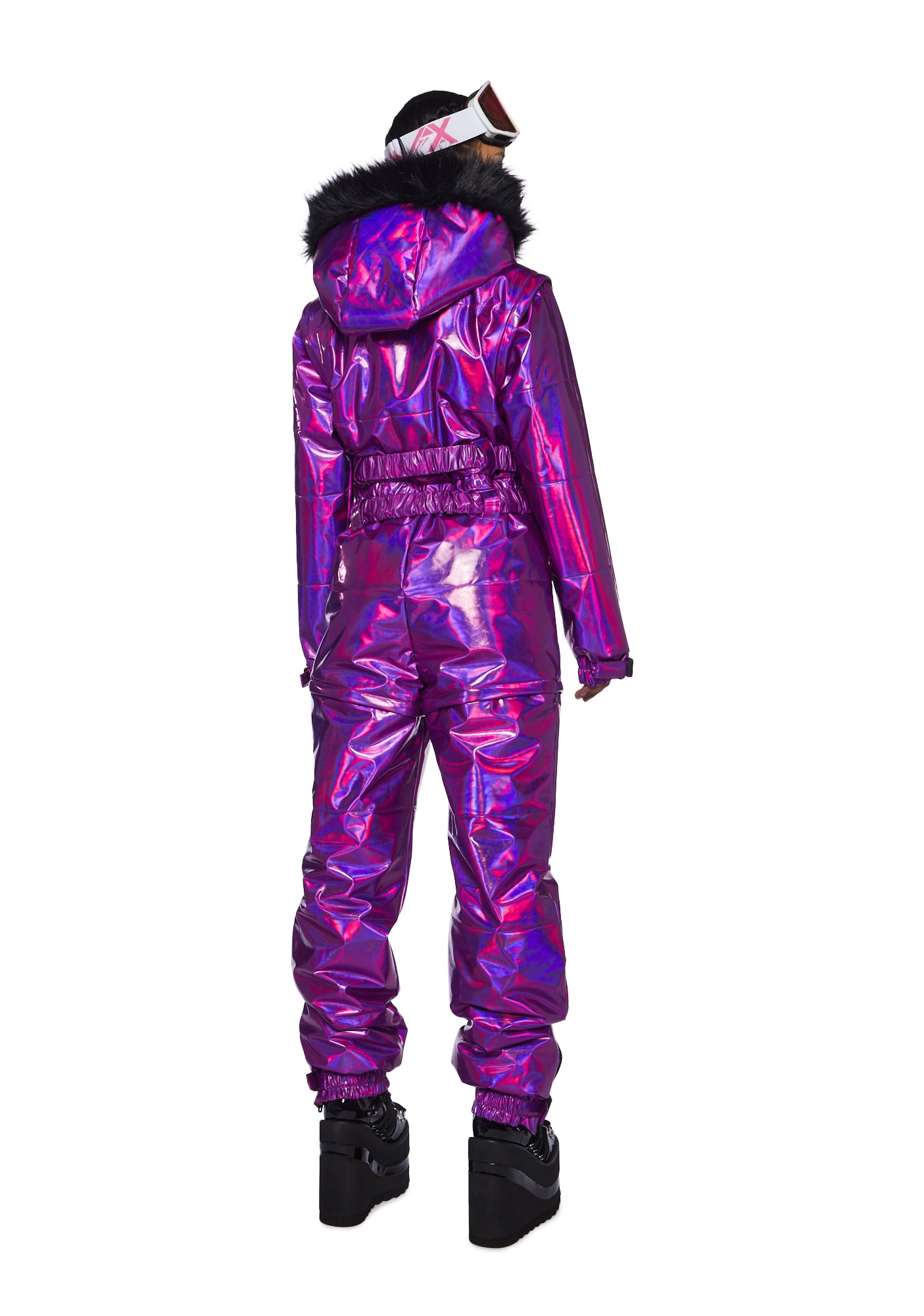 Club Exx Holographic Metallic Snowsuit Skiing Snowboarding Purple Dolls Kill