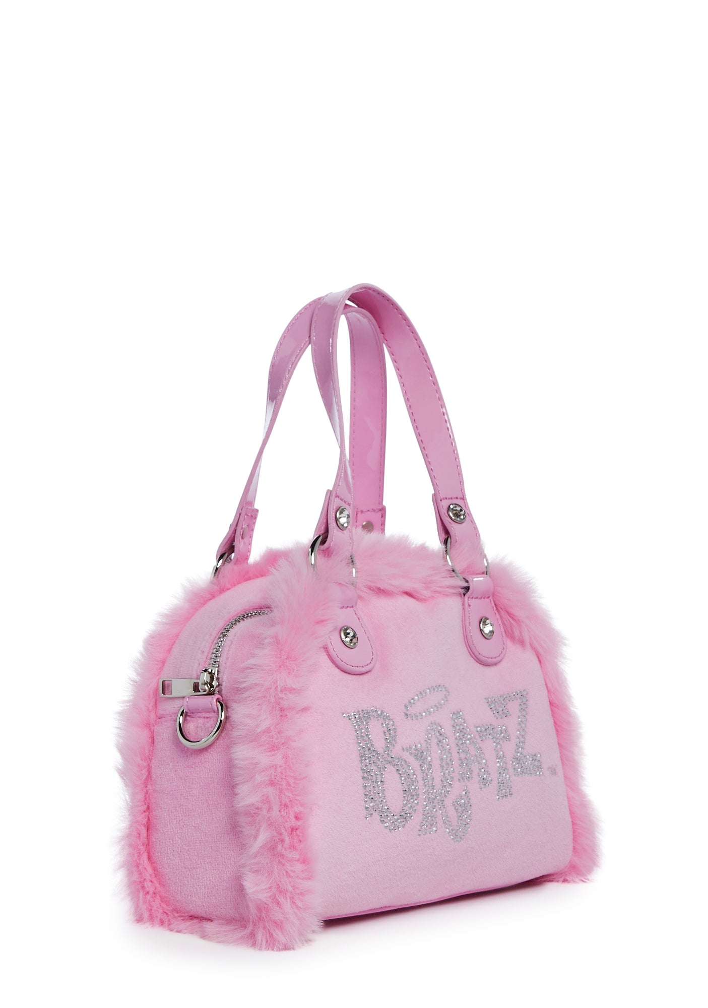 Dolls Kill x Bratz Rhinstone Logo Bowler Bag Pink