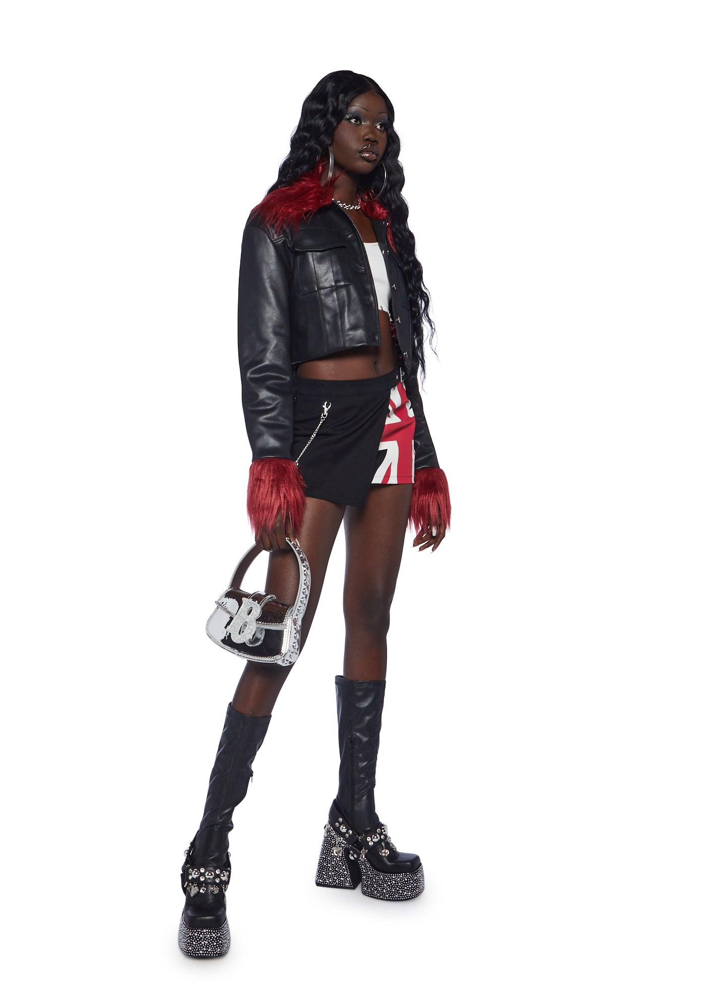 Dolls Kill x Bratz Faux Fur Cropped Jacket- Black display picture 1