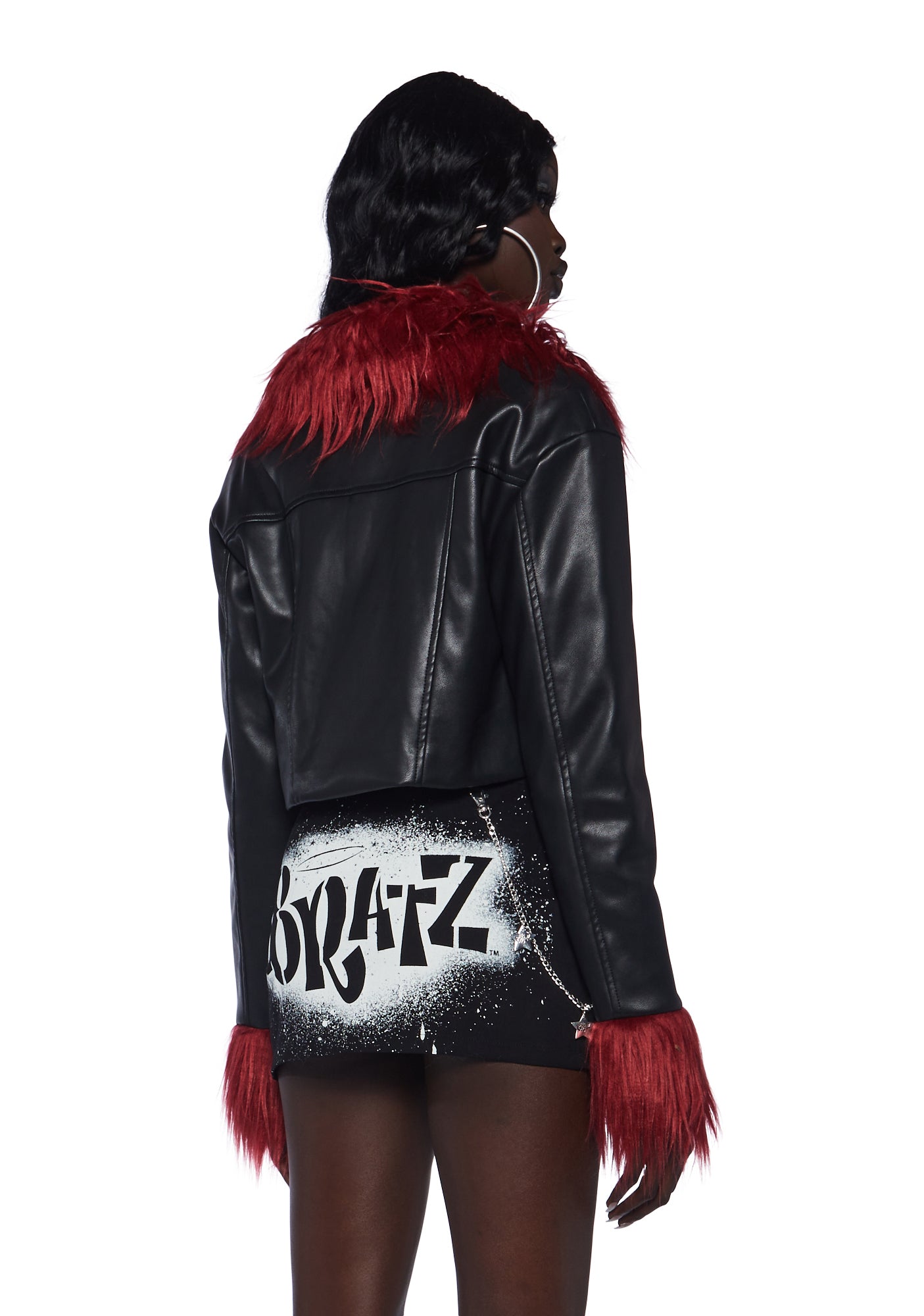 Dolls Kill x Bratz Faux Fur Cropped Jacket- Black display picture 3