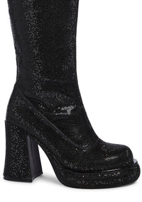 Bling It Up Platform Boots - Black