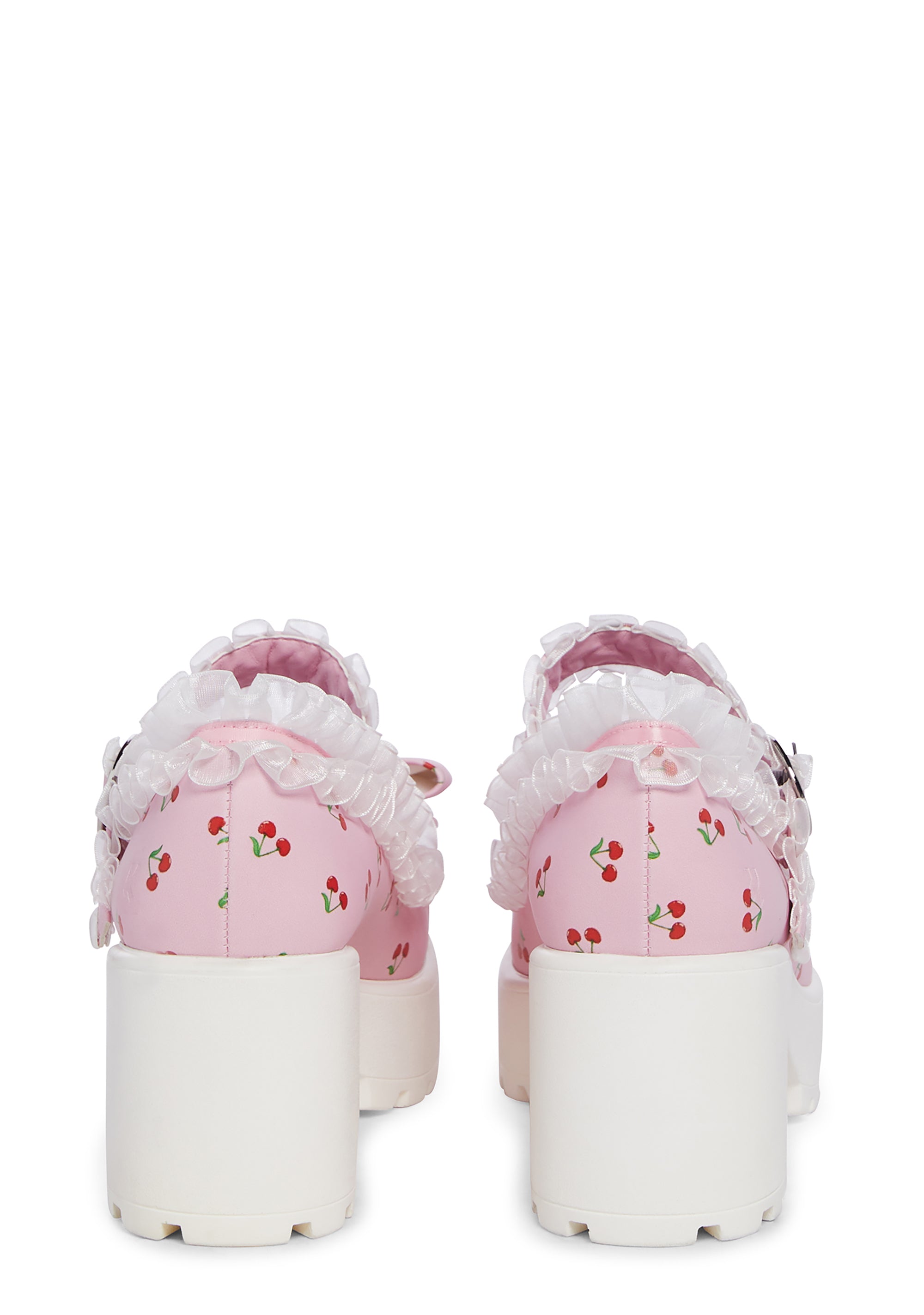 【coco】Cherry-Patterned Mary Jane coco】Cherry-Patterned Mary Jane Vintage Flower Cutout