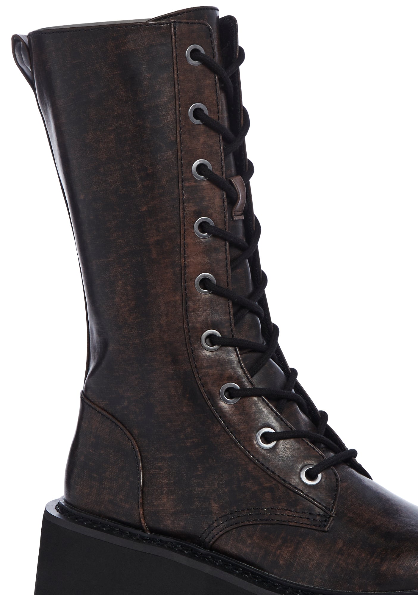Brown platform combat boots clearance