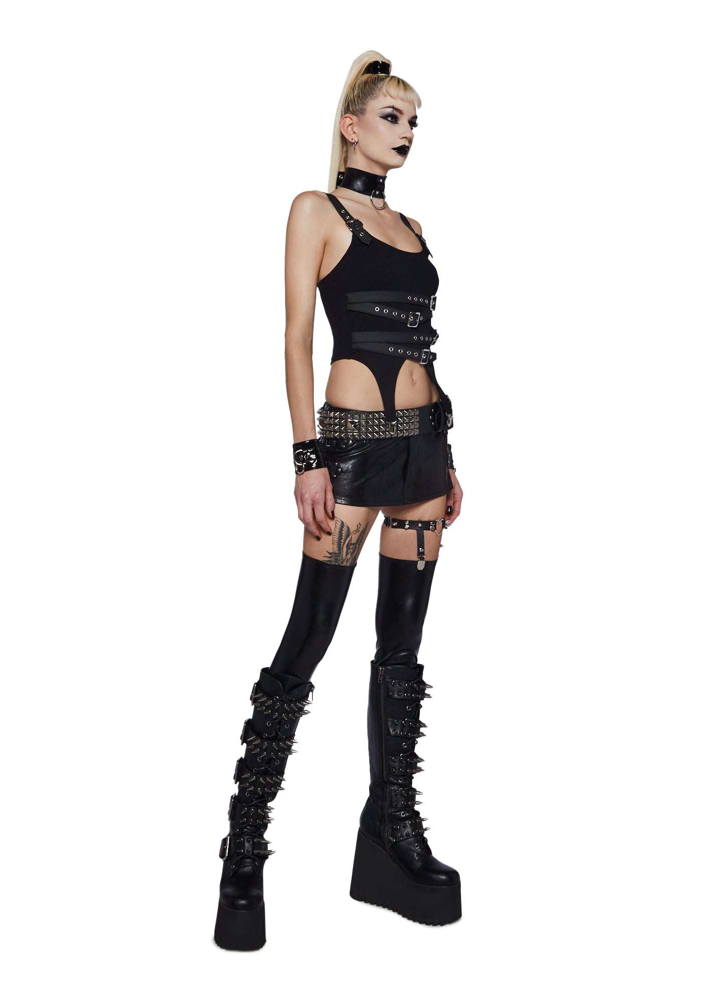 人気絶頂 Widow Buckle Garter Top - Black – Dolls Kill トップス