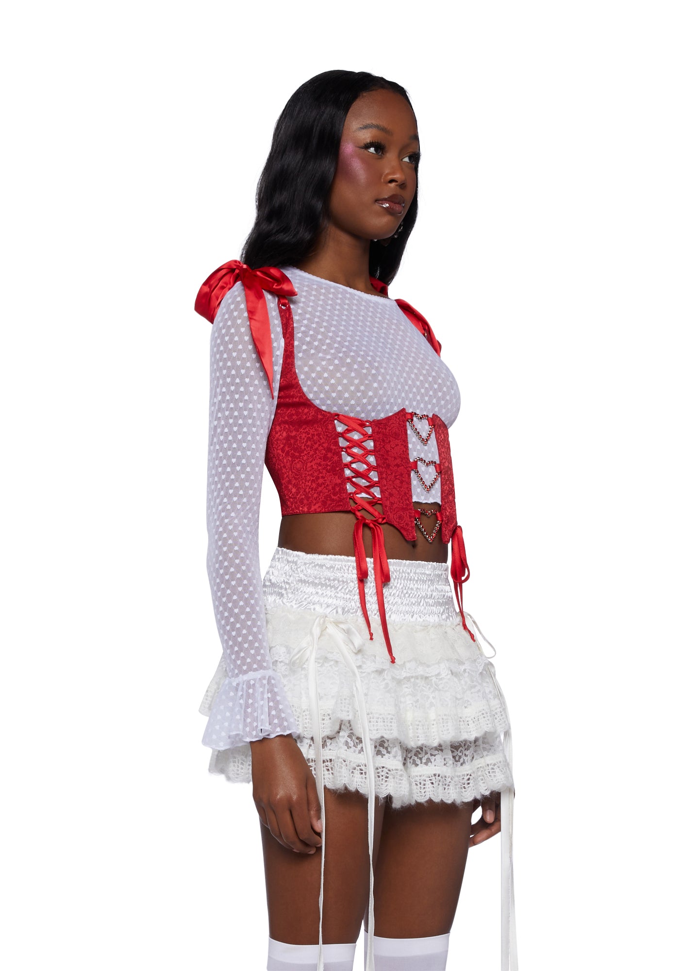 Sugar Thrillz Satin Brocade Underbust Corset - Red – Dolls Kill