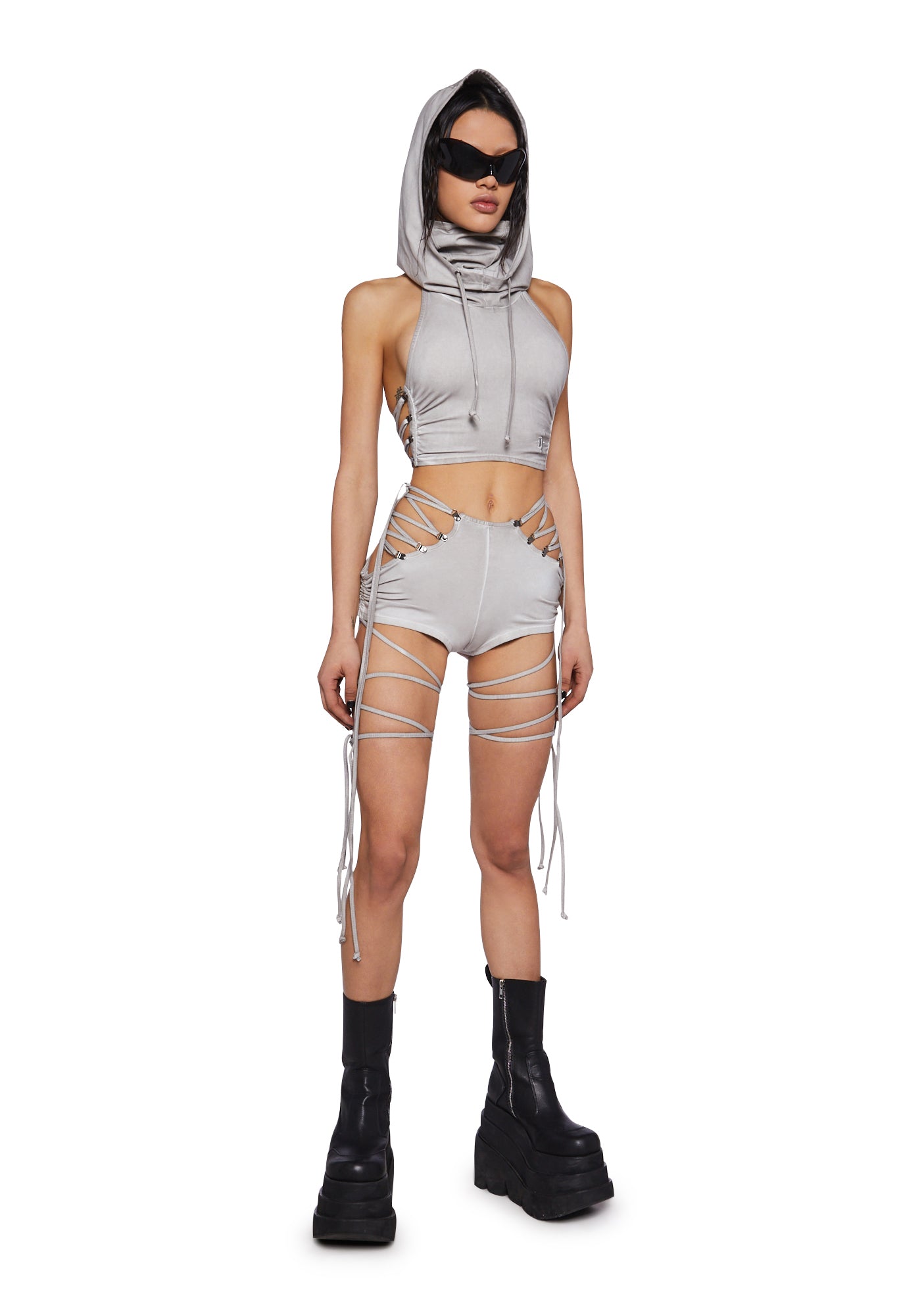 Crossfade Ruched Lace-Up Short