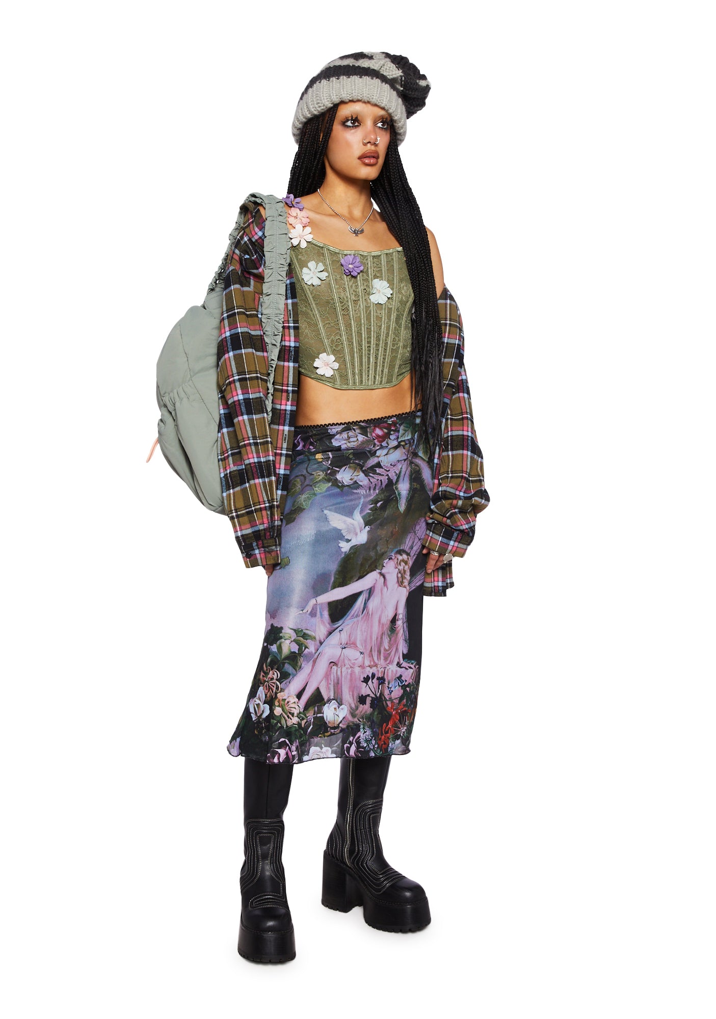 Current Mood Fairy Fairy Core Graphic Midi Skirt - Multi – Dolls Kill