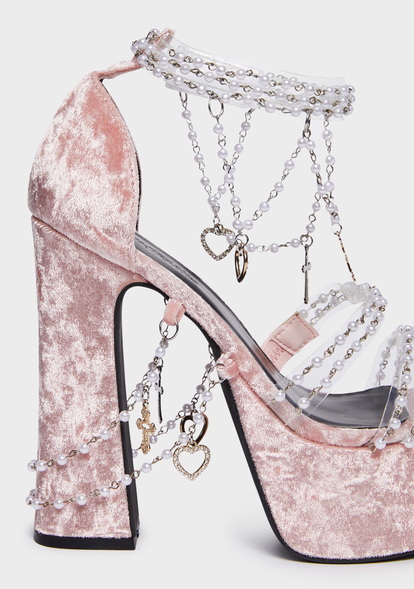 Pink velvet high heels deals