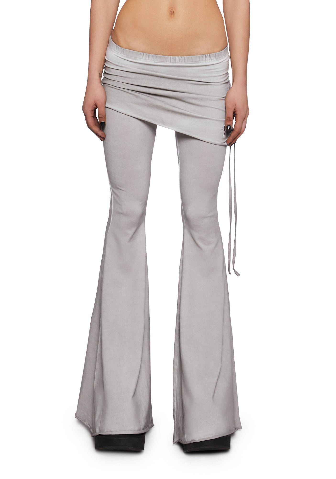 Darker Wavs Lace Up Pants With Skirt Panel - Off White