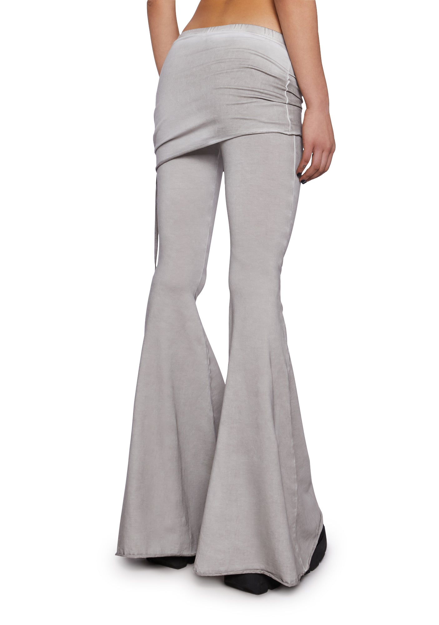Crossfade Lace-Up Pants With Skirt - Light Gray