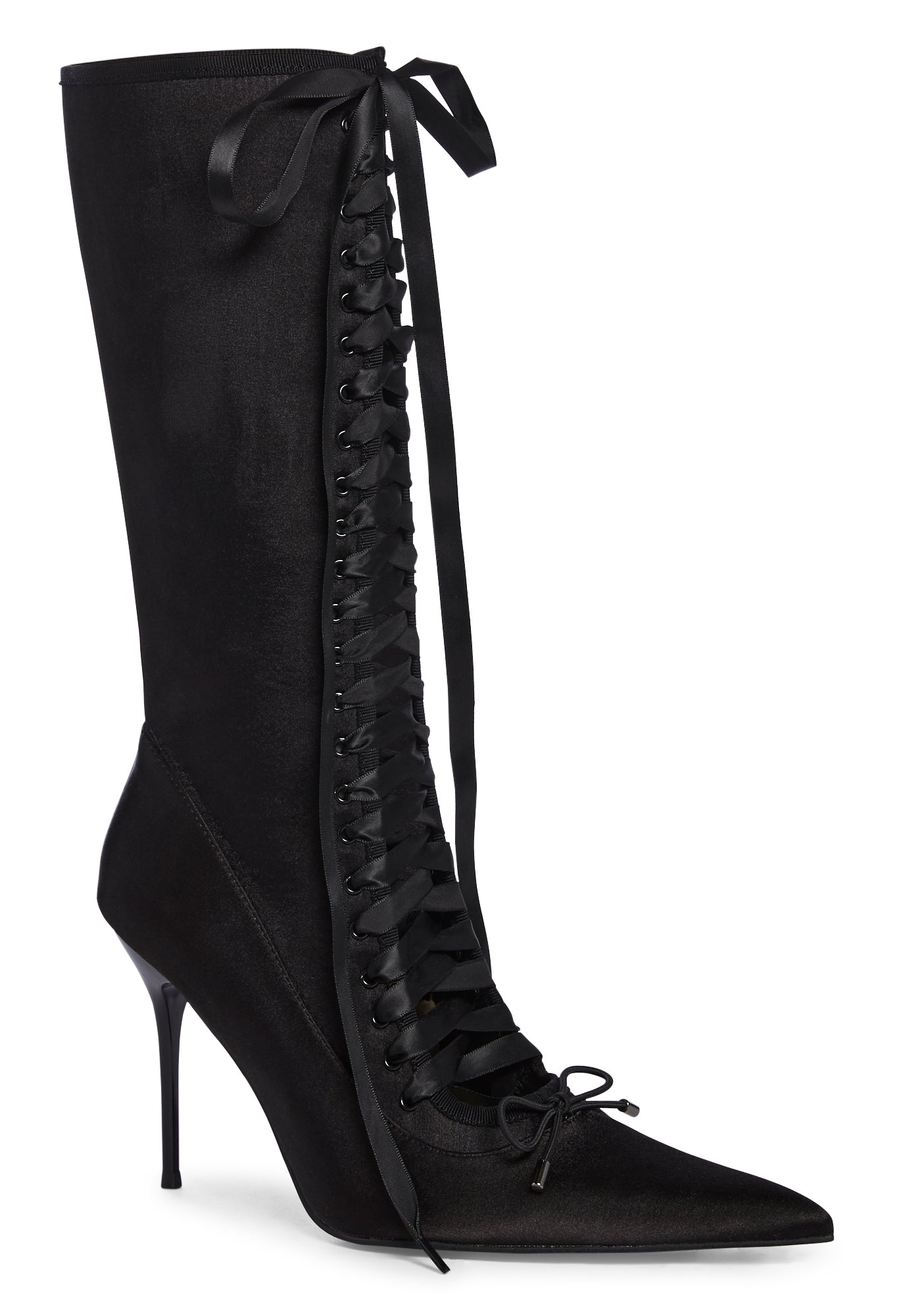 Widow Lace Up Stiletto Zip Up Boots - Black – Dolls Kill