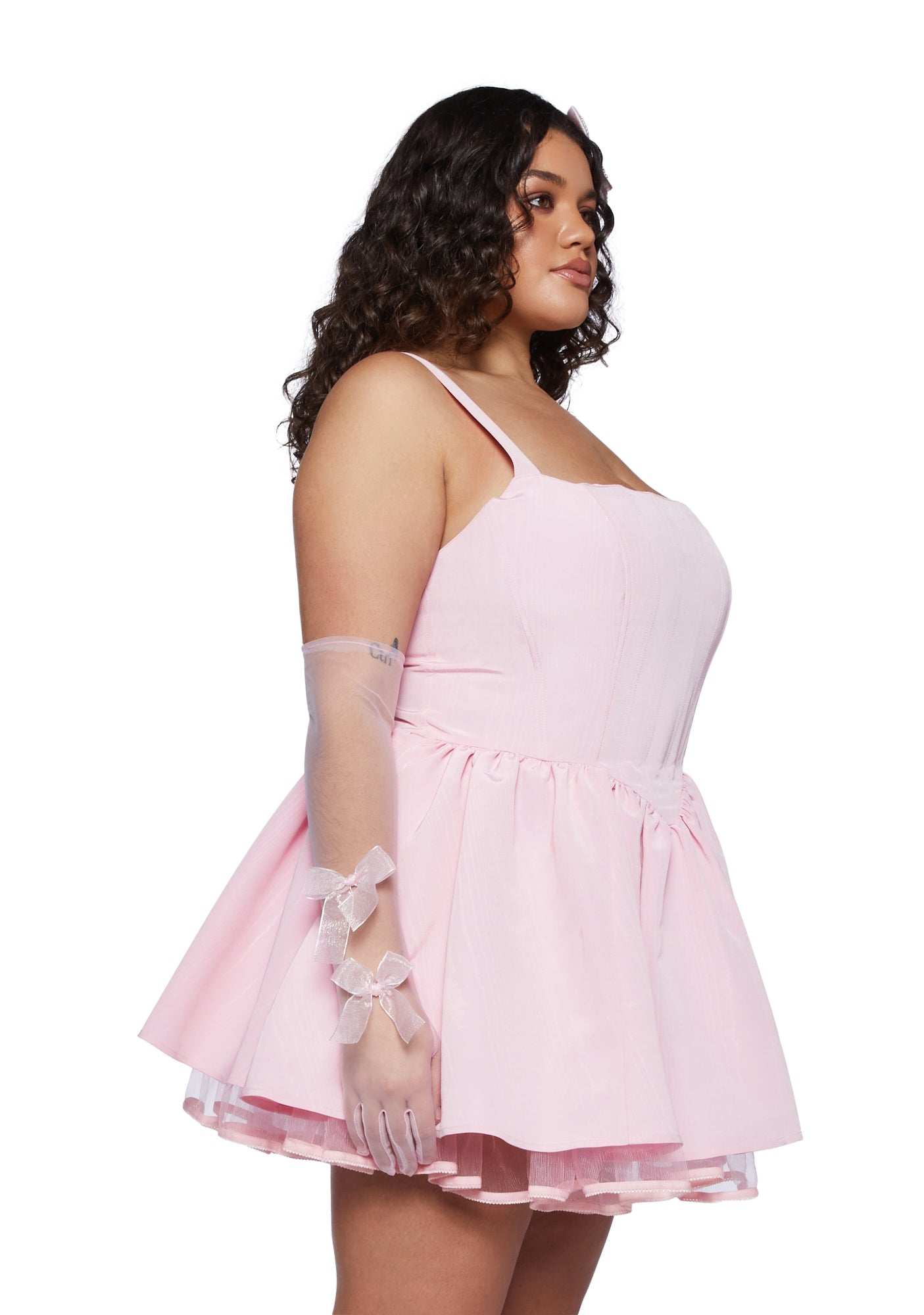 Plus Size Sugar Thrillz Taffeta Corset Dress-Light Pink Dolls Kill Plus Size Sugar Thrillz Taffeta Corset Dress-Light Pink Dolls Kill