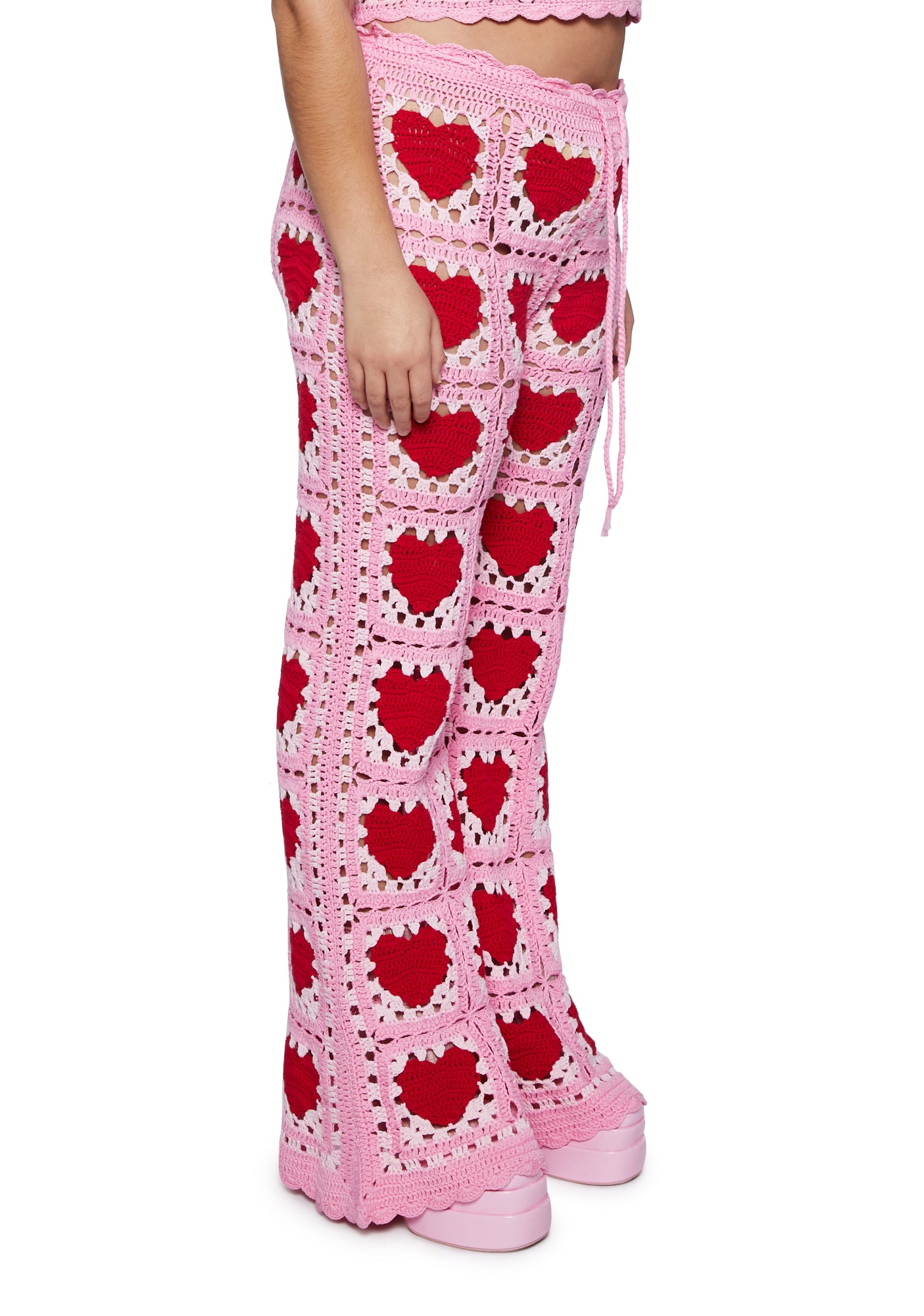 Plus Size Sugar Thrillz Heart Crochet Pants- Pink – Dolls Kill