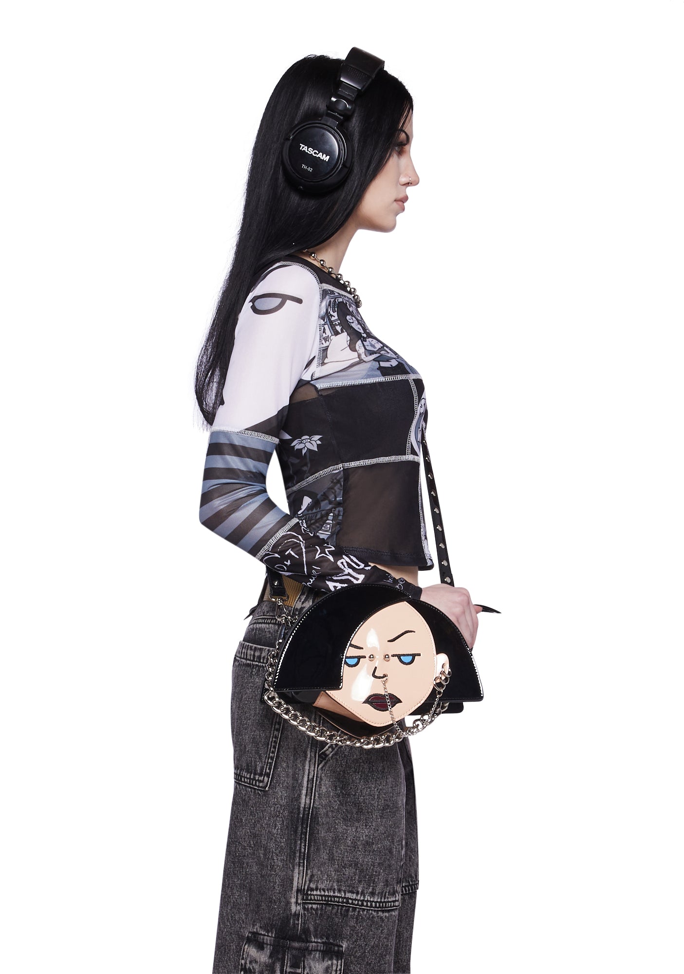 Dolls Kill x Daria Jane Face Crossbody Bag 90s Grunge MTV - Black